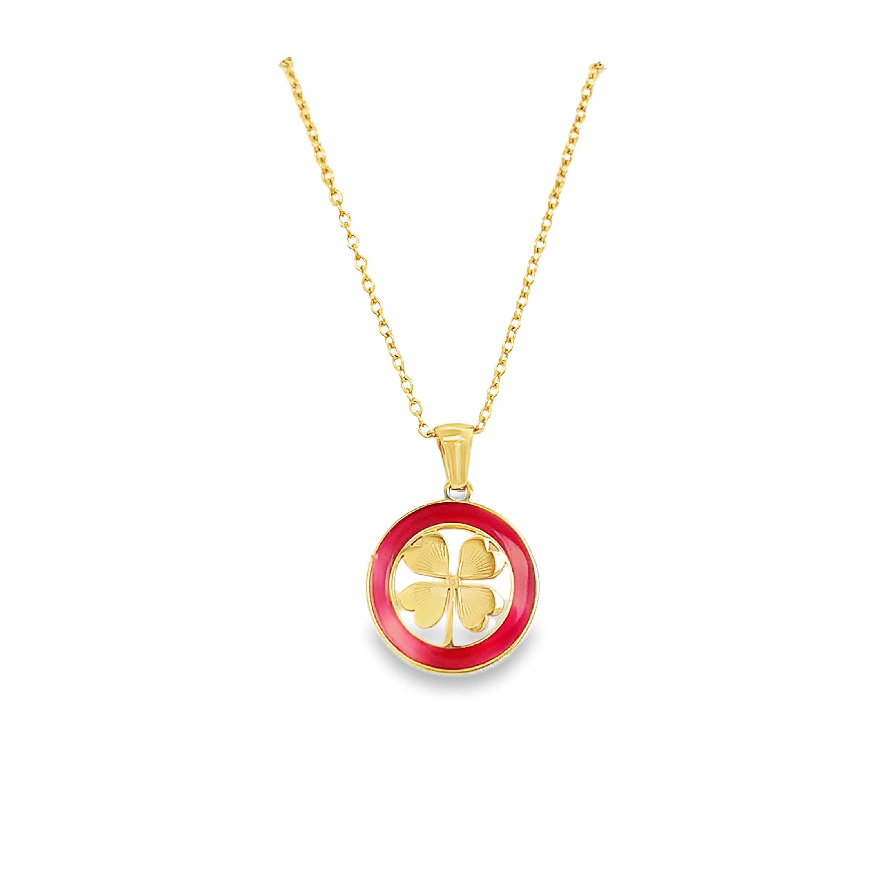 Yellow Gold Four-Leaf Clover Charm Necklace