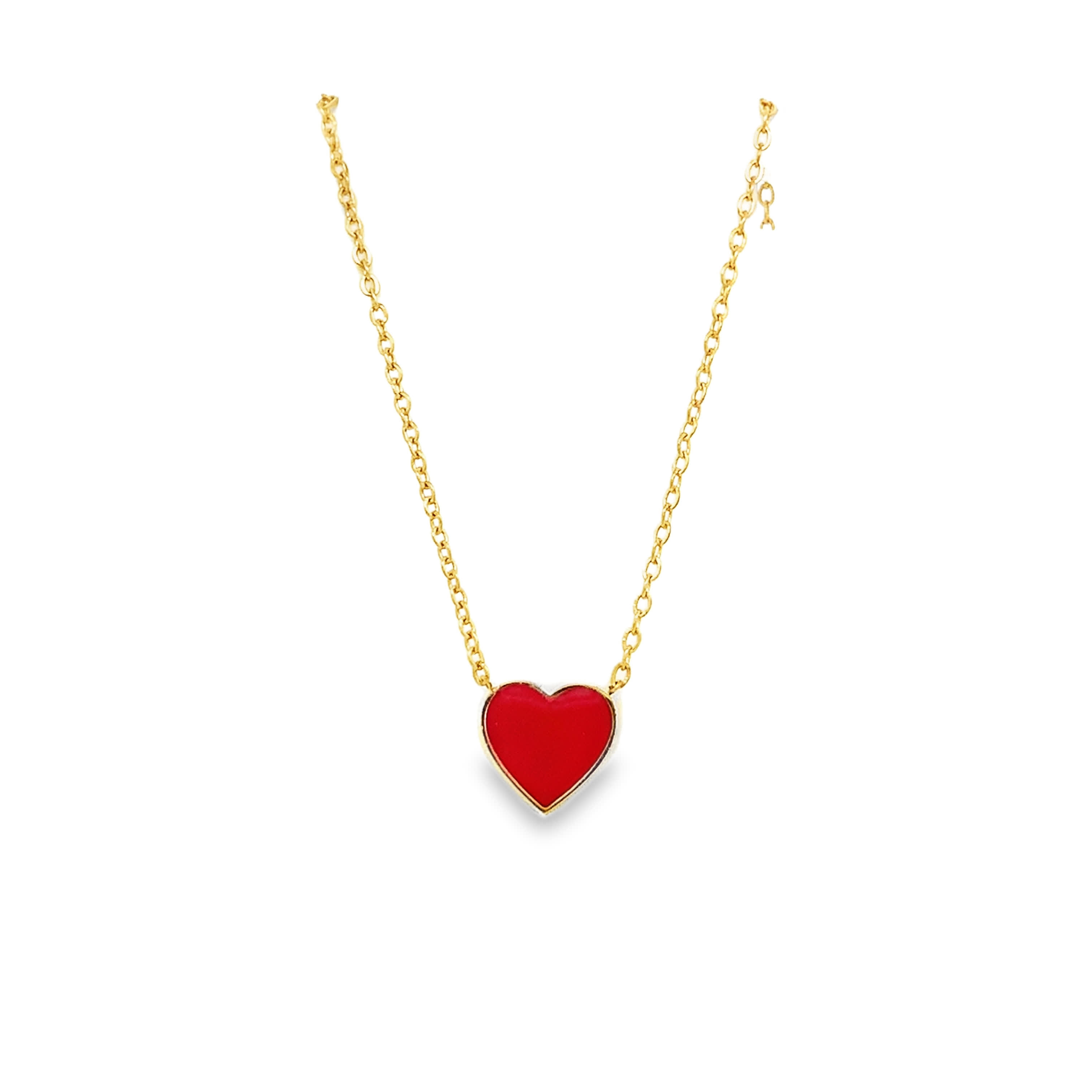 Delicate Yellow Gold Chain Necklace with Heart Pendant