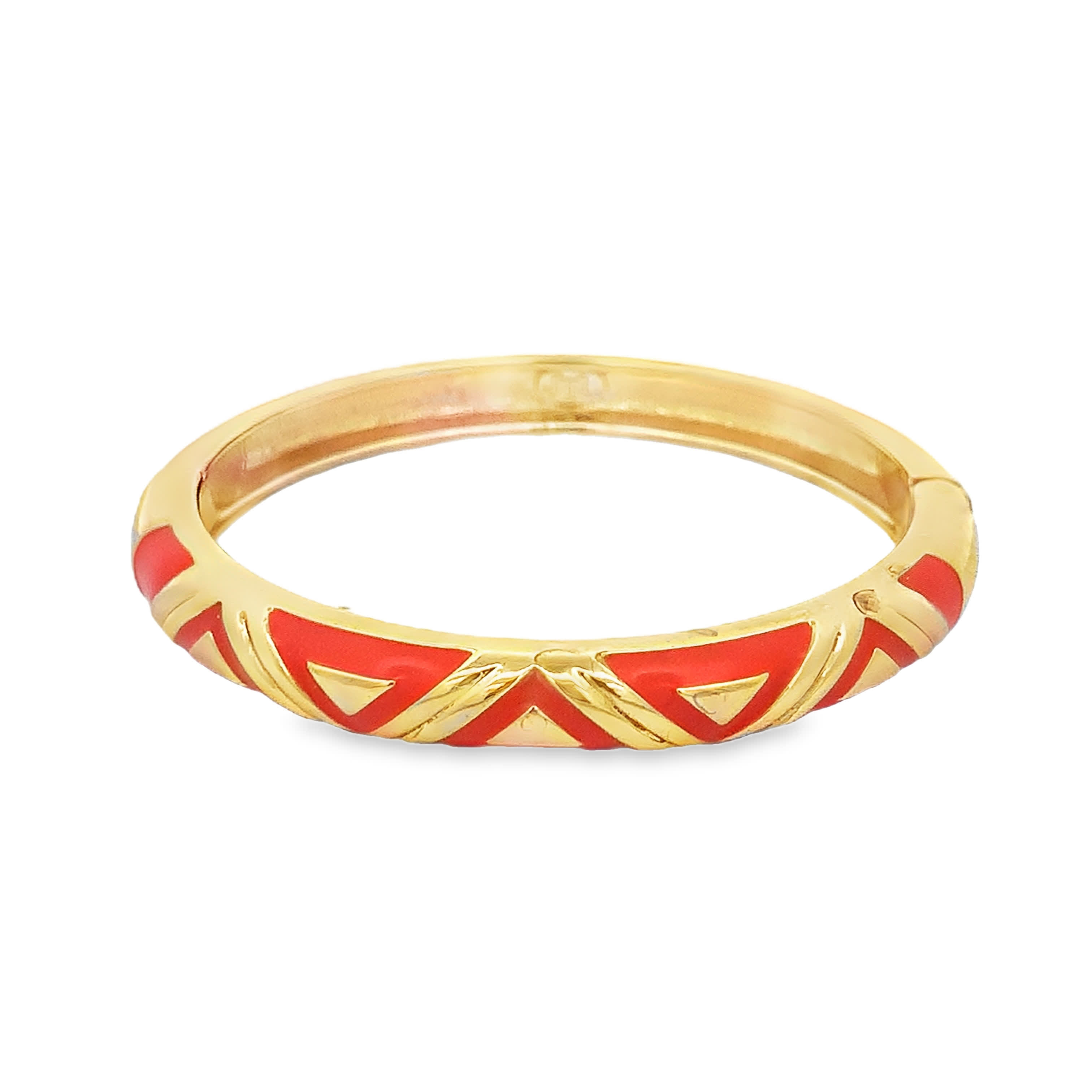Bransoleta ze złoconej stali z czerwoną emalią geometryczną