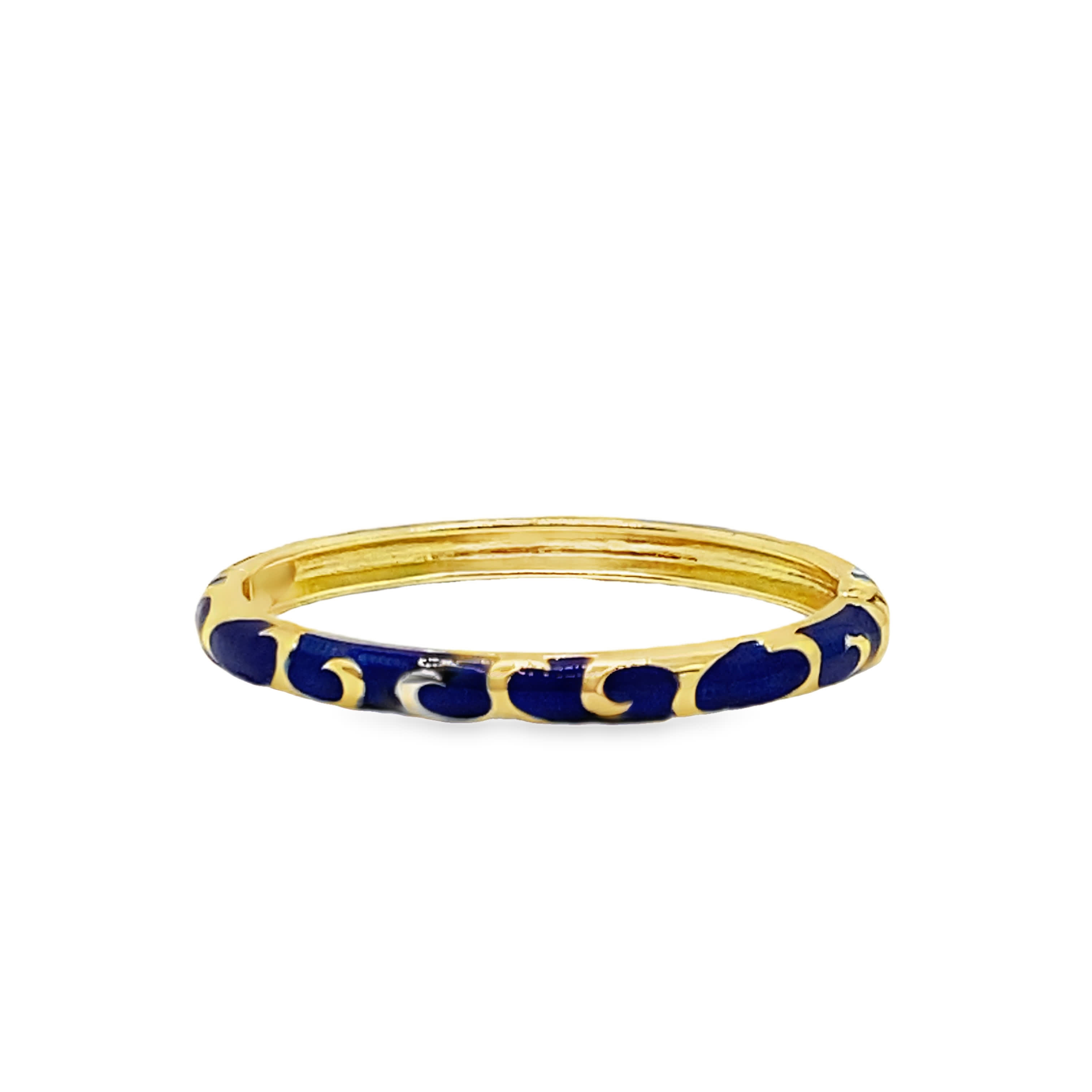 Bransoleta ze złoconej stali z niebieskimi akcentami emaliowanymi