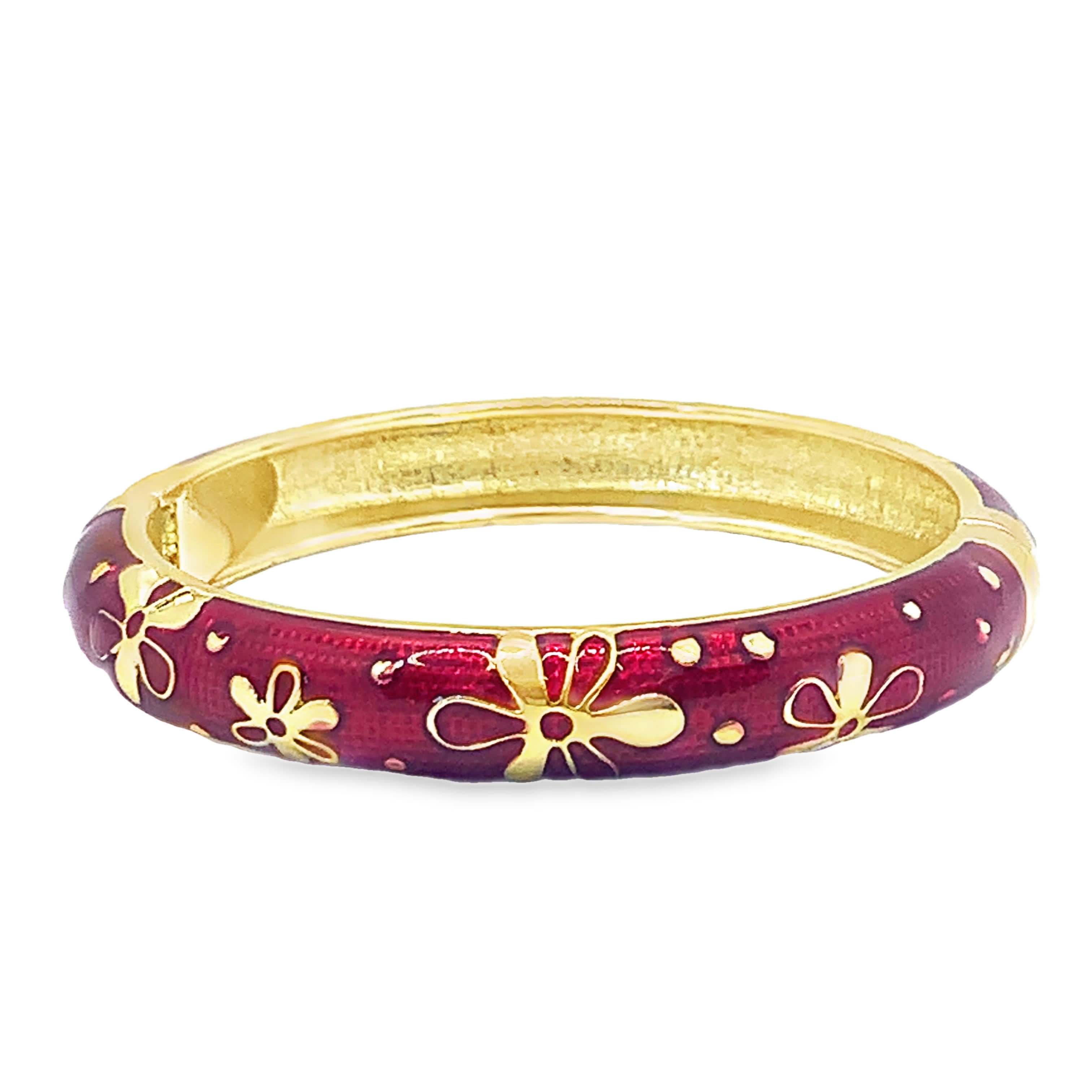 Bransoletka ze złoconej stali z emalią w kwiaty