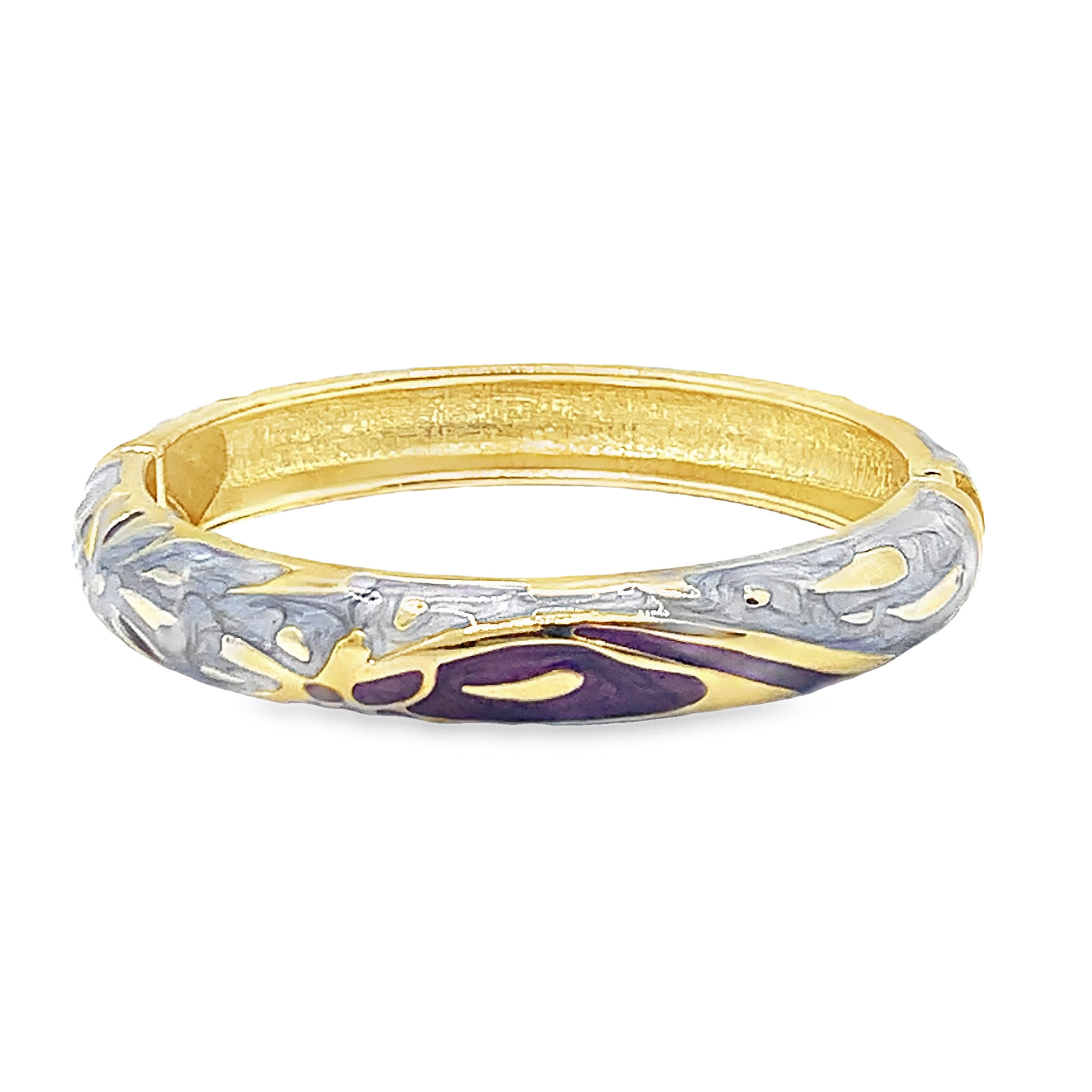 Bransoleta ze złoconej stali wykonana ręcznie z misternymi rysunkami