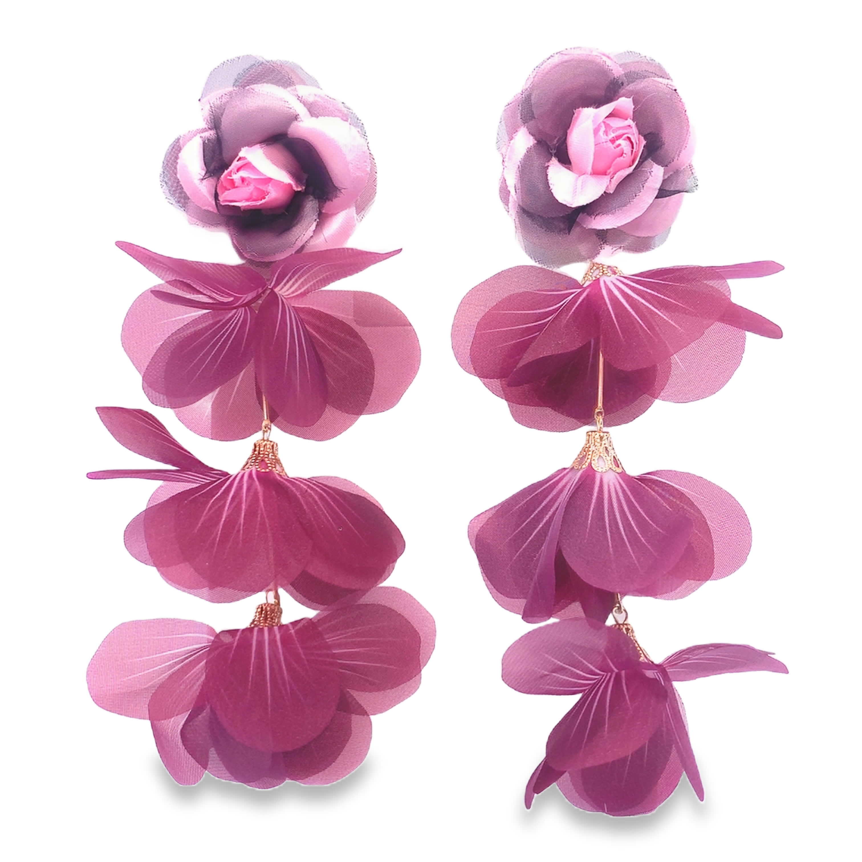 Kolczyki wiszące z kwiatowym kaskadowym wzorem