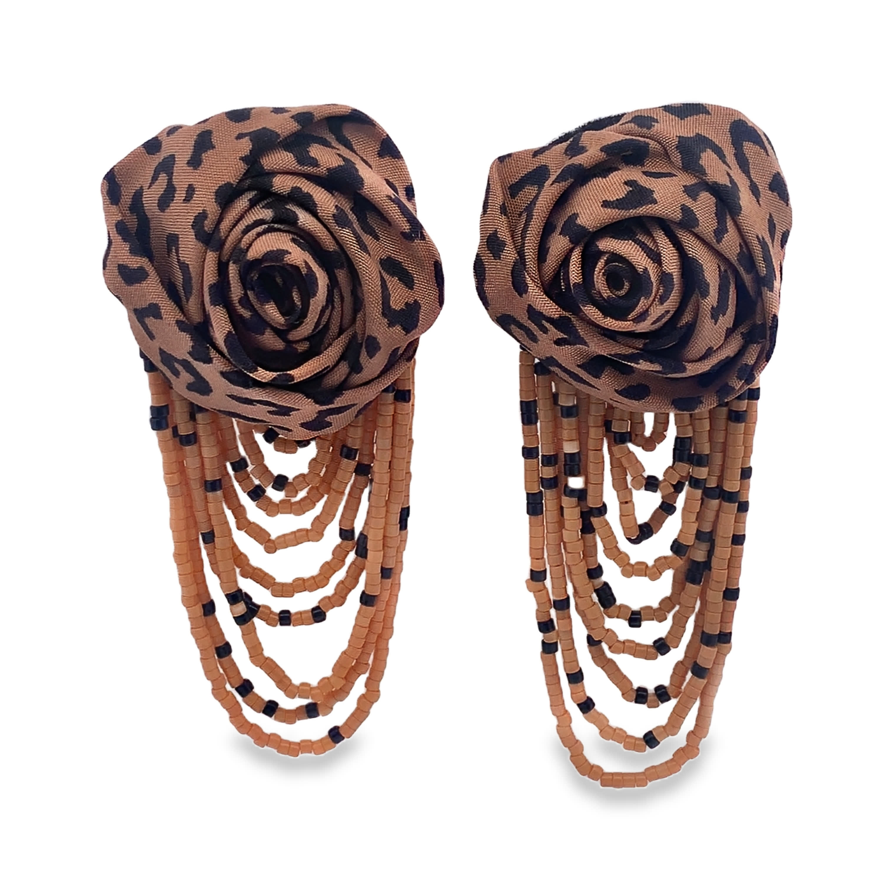 Kolczyki z rozetą w panterkę