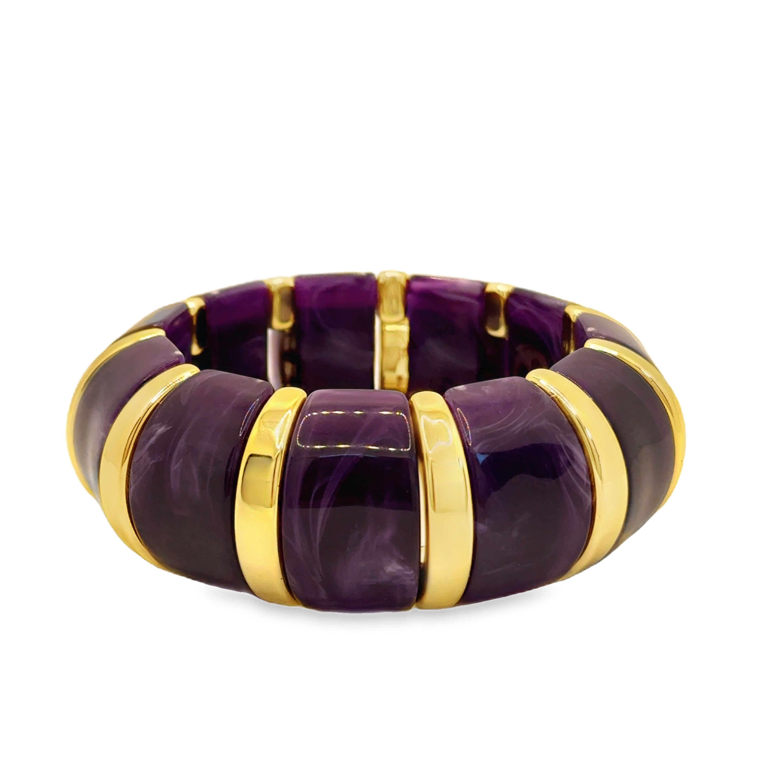 Bransoletka ze złoconej stali z kaboszonem ametystu