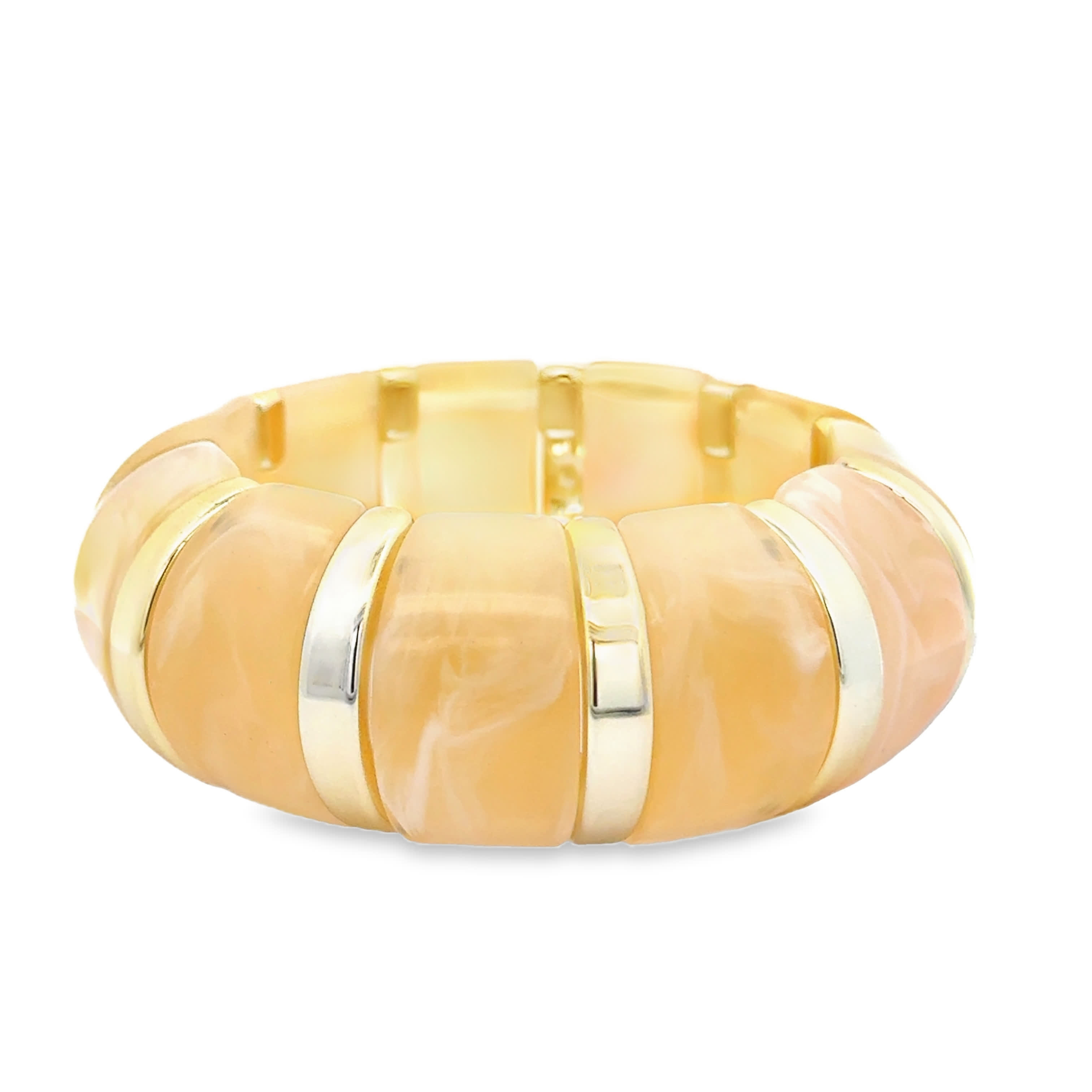 Bransoletka w tonacji bursztynowej z akcentami ze złoconej stali