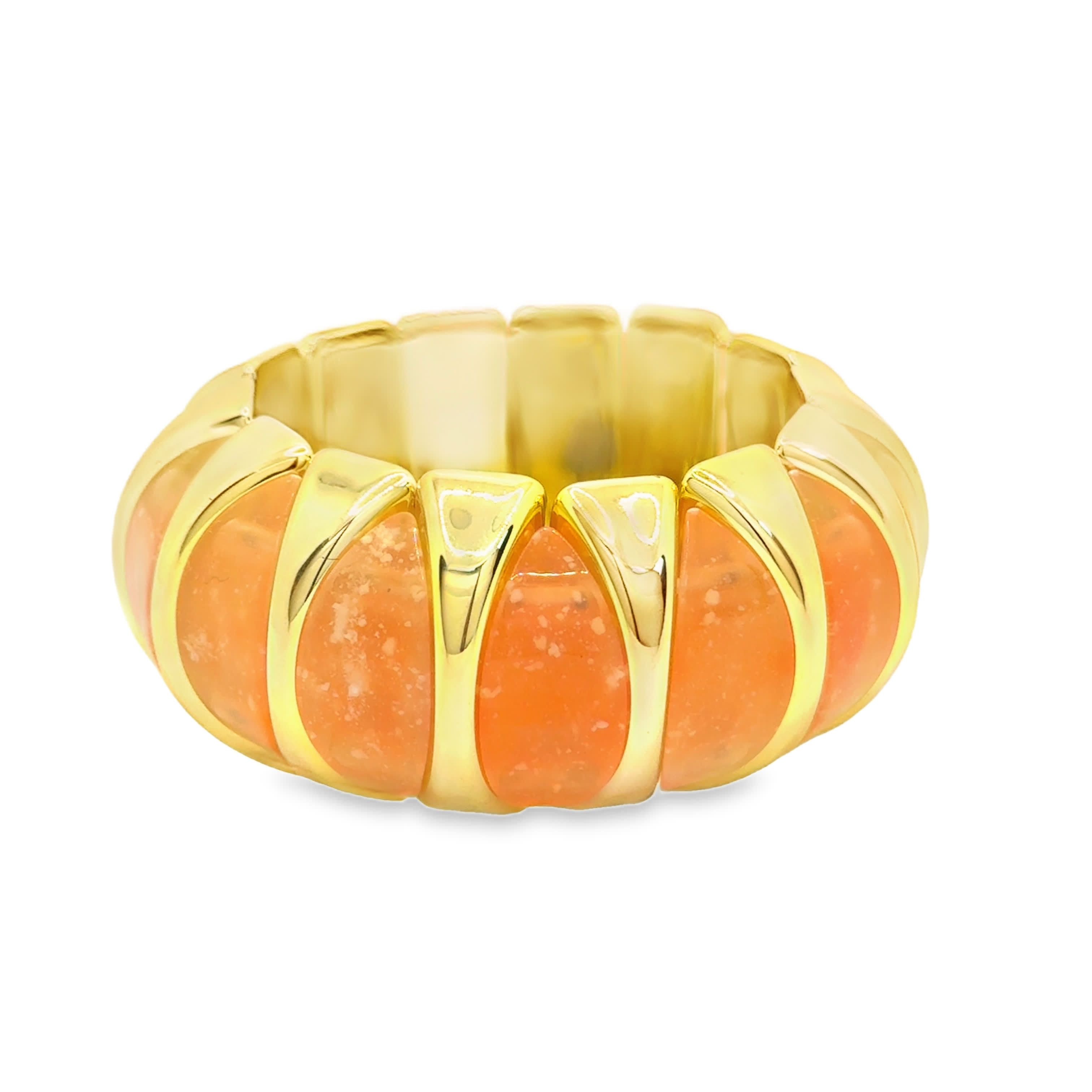 Bransoletka ze złoconej stali z kaboszonami z pomarańczowego kwarcu