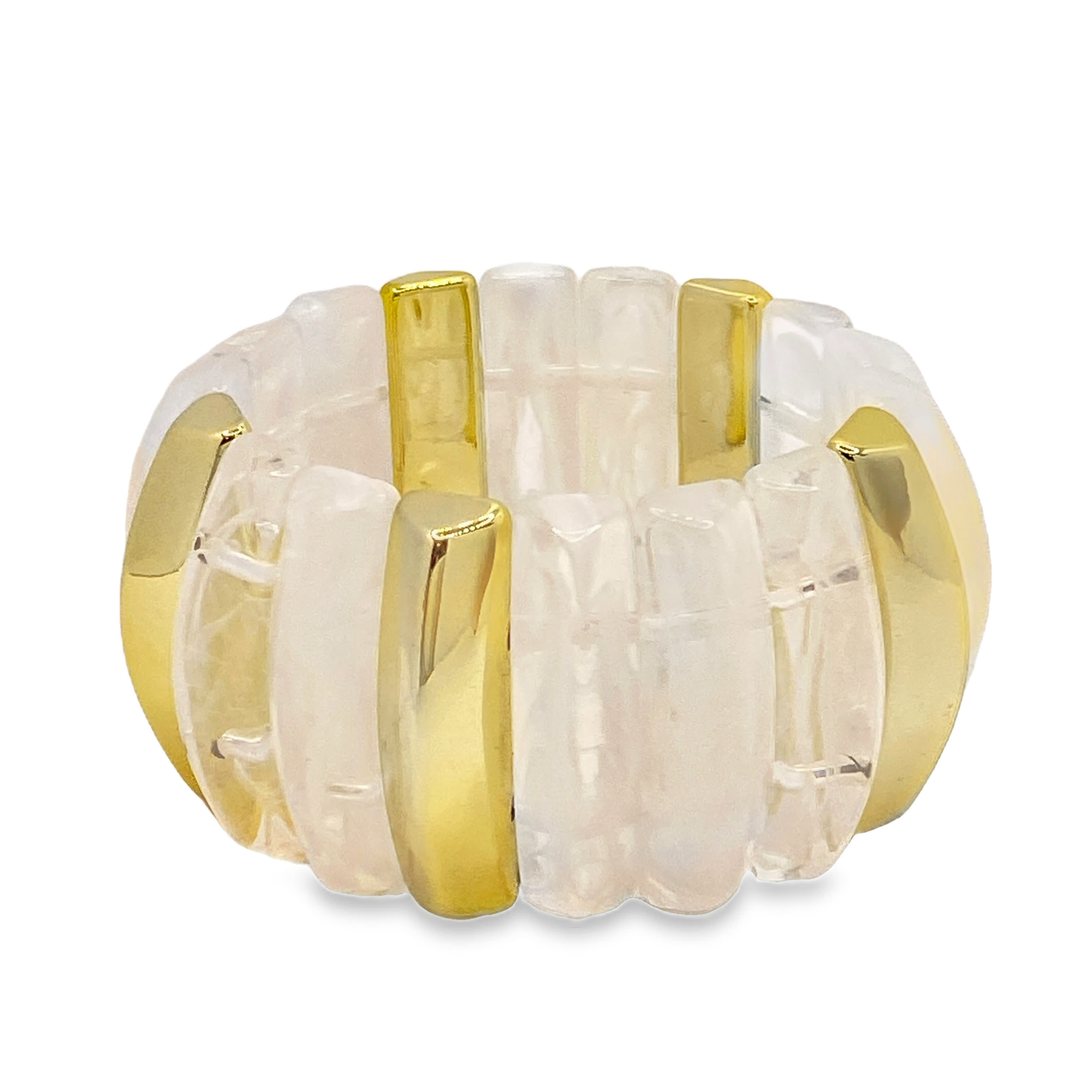 Nowoczesna, przezroczysta, elastyczna bransoletka ze złocistymi akcentami