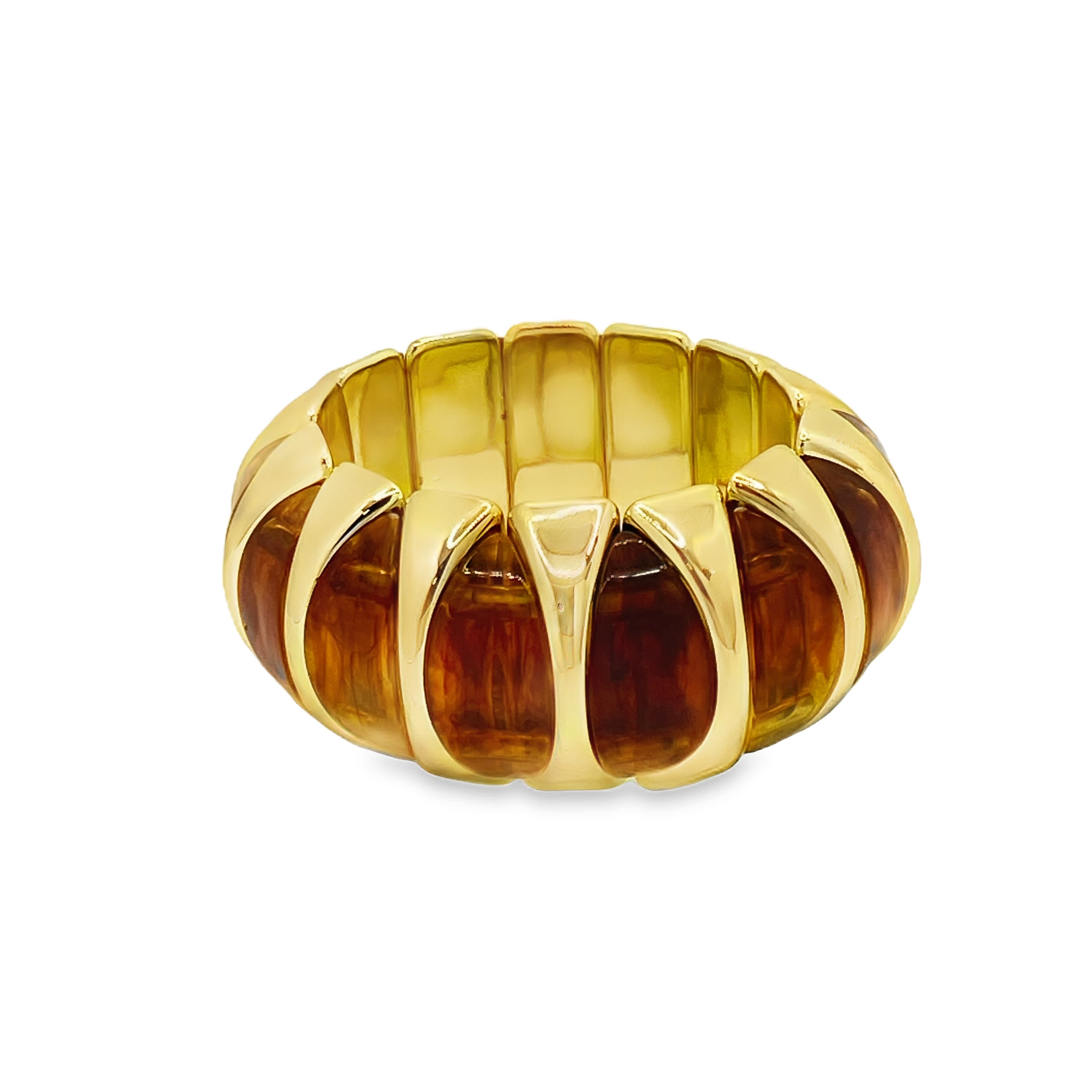 Wyrafinowana bransoletka ze złoconej stali z akcentami bursztynowymi