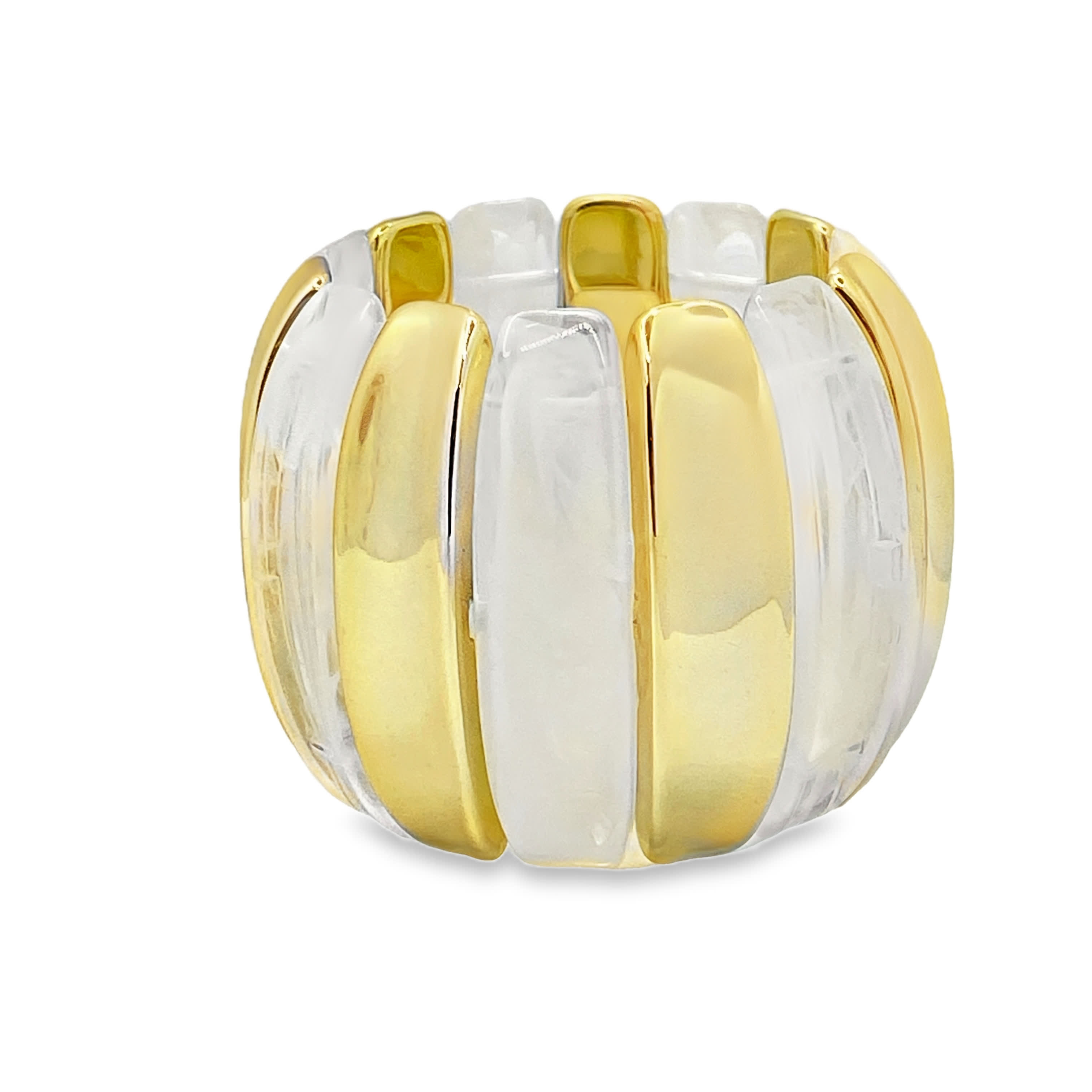 Nowoczesna bransoletka z przezroczystego i żółtego metalu