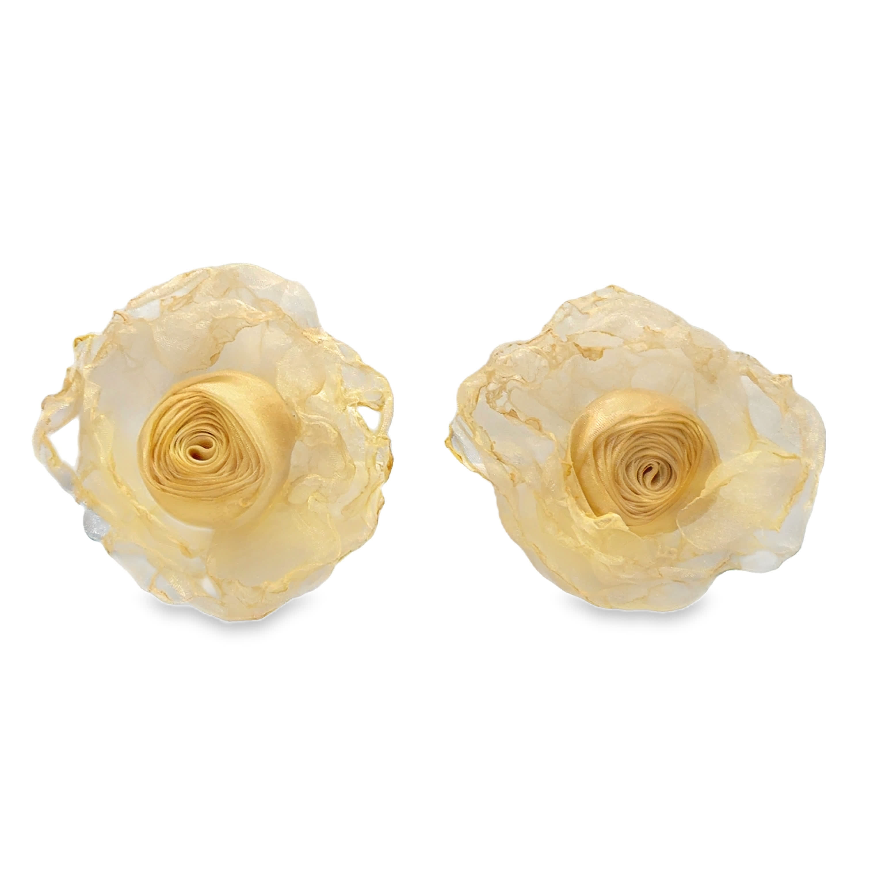 Kolczyki z motywem kwiatowym i akcentami ze złoconej stali