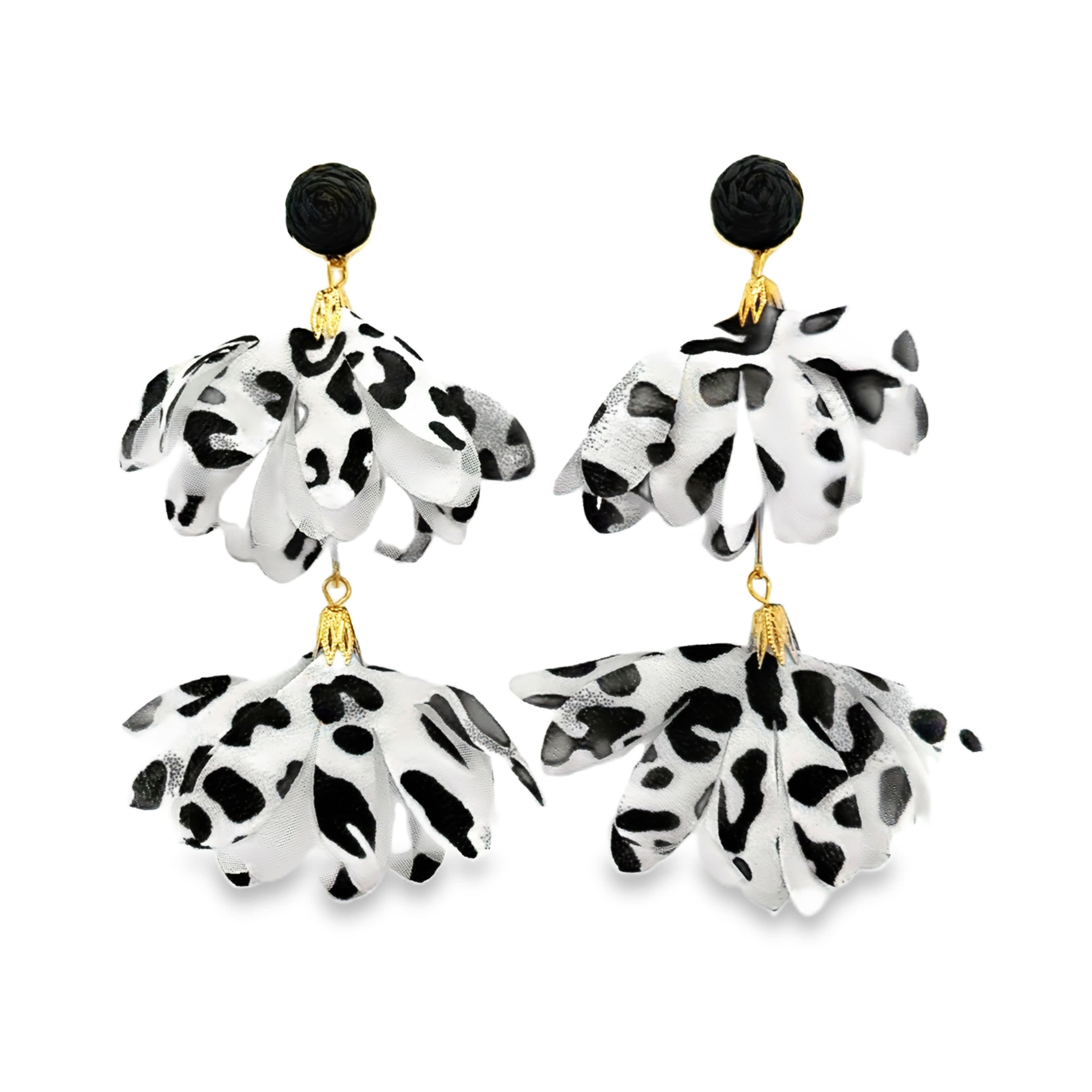 Zabawne wiszące kolczyki bez metalu z akcentami ze złoconej stali