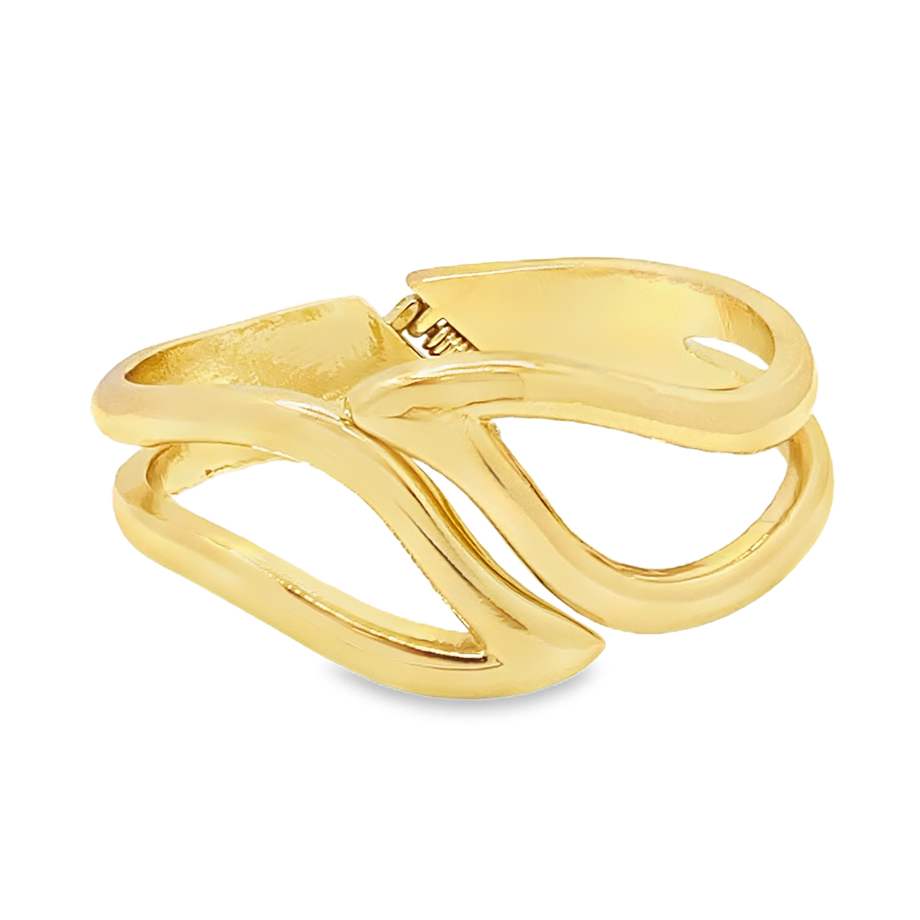 Rzeźbiarska ażurowa bransoletka ze złoconej stali