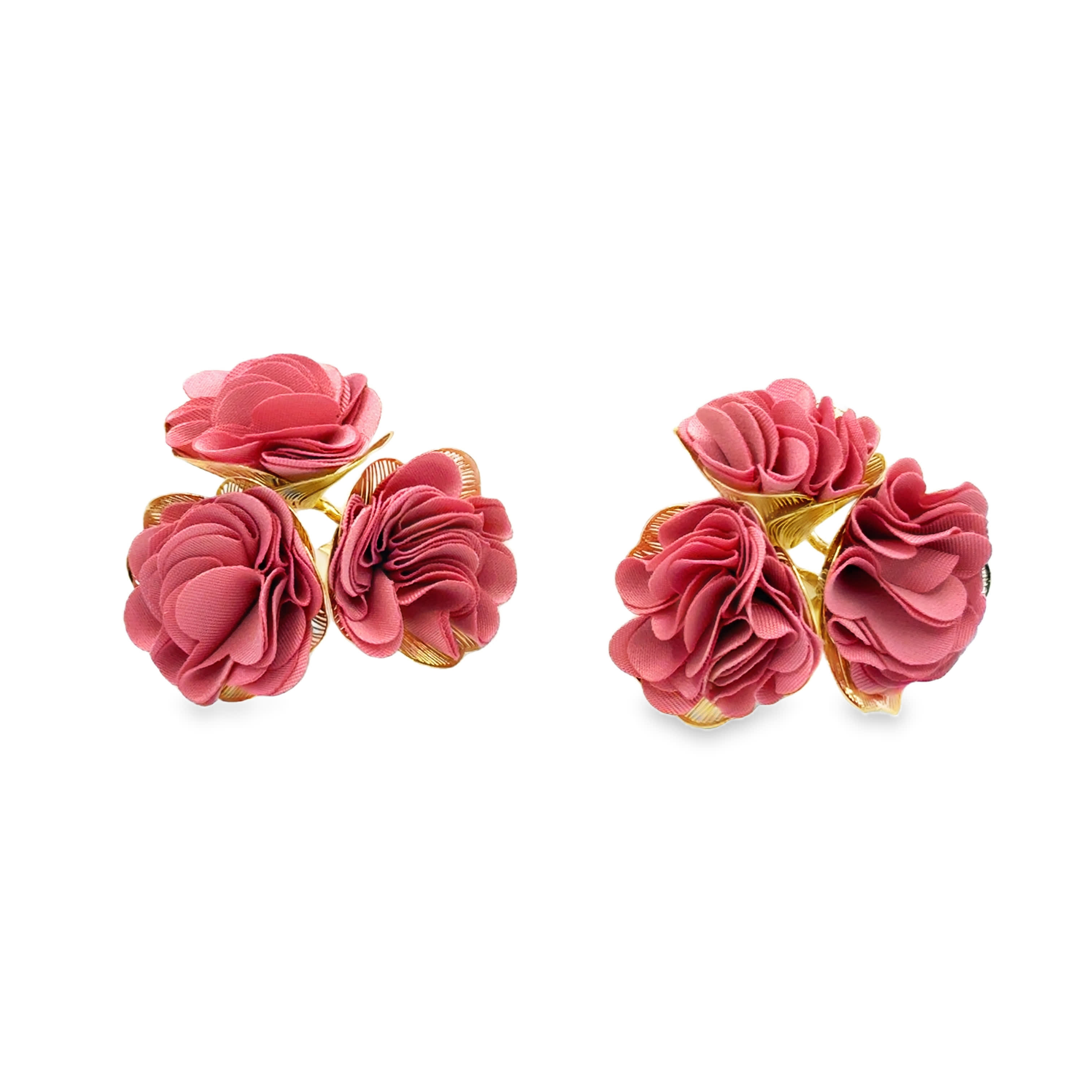 Kolczyki z materiału w kwiaty ze złocistymi akcentami