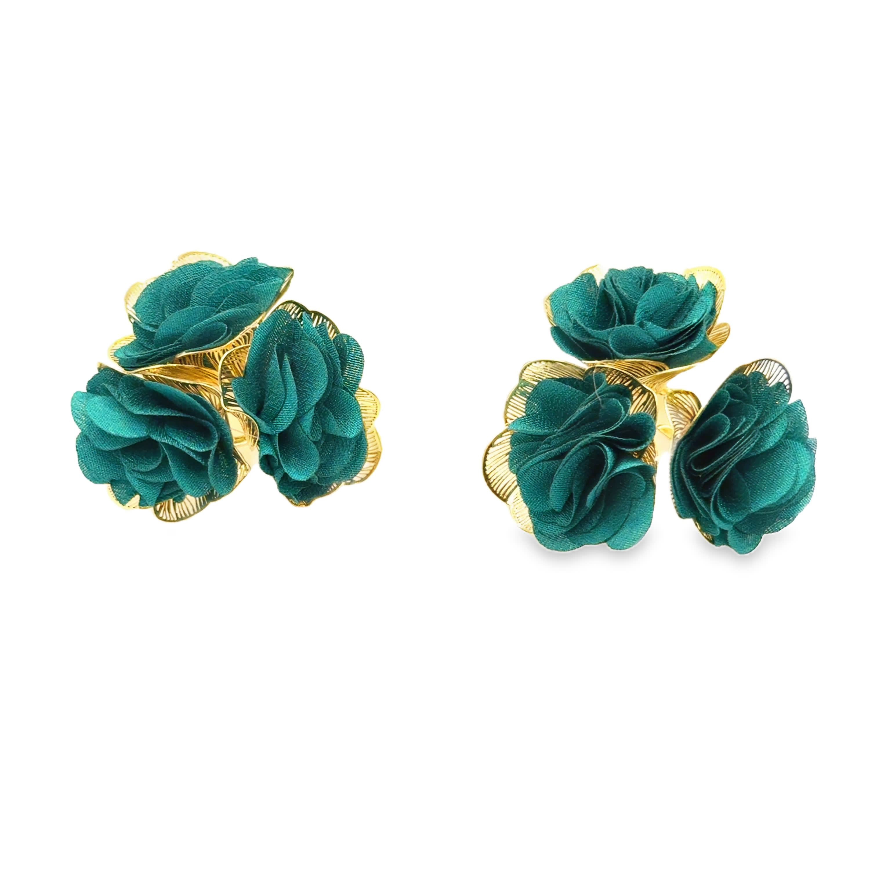 złocone kolczyki z motywem kwiatowym