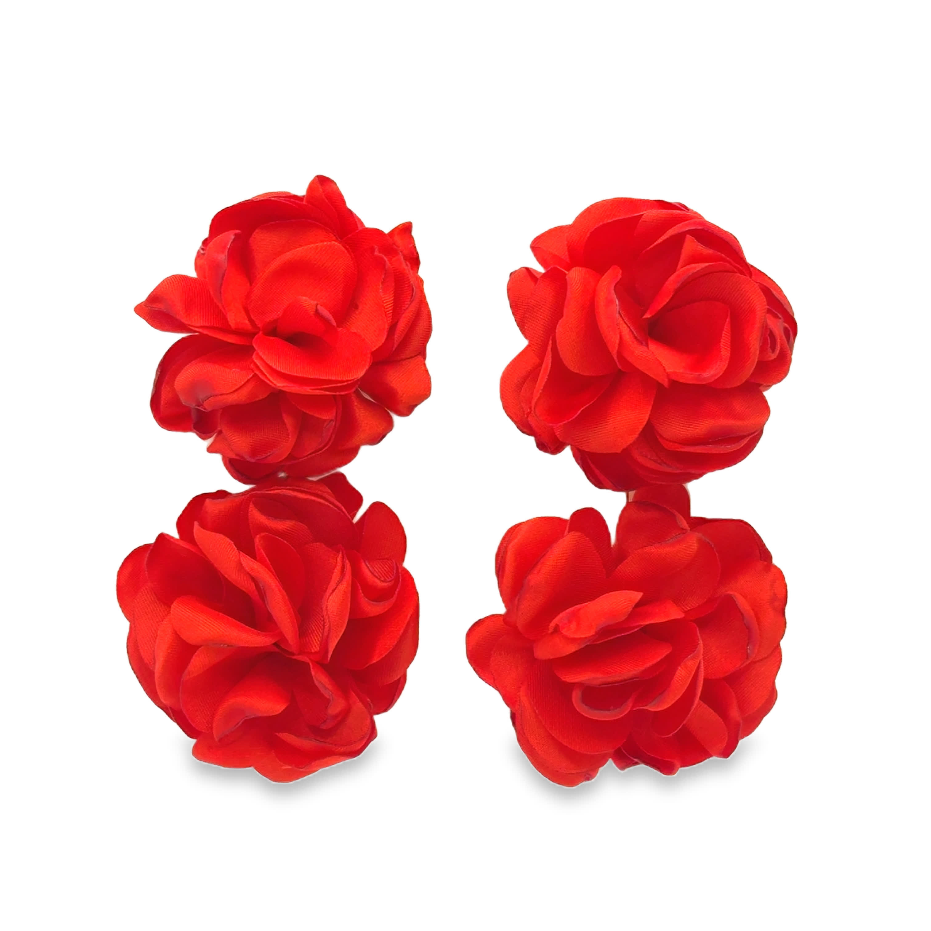 Eleganckie czerwone kolczyki z motywem kwiatowym, bez metalowej podstawy