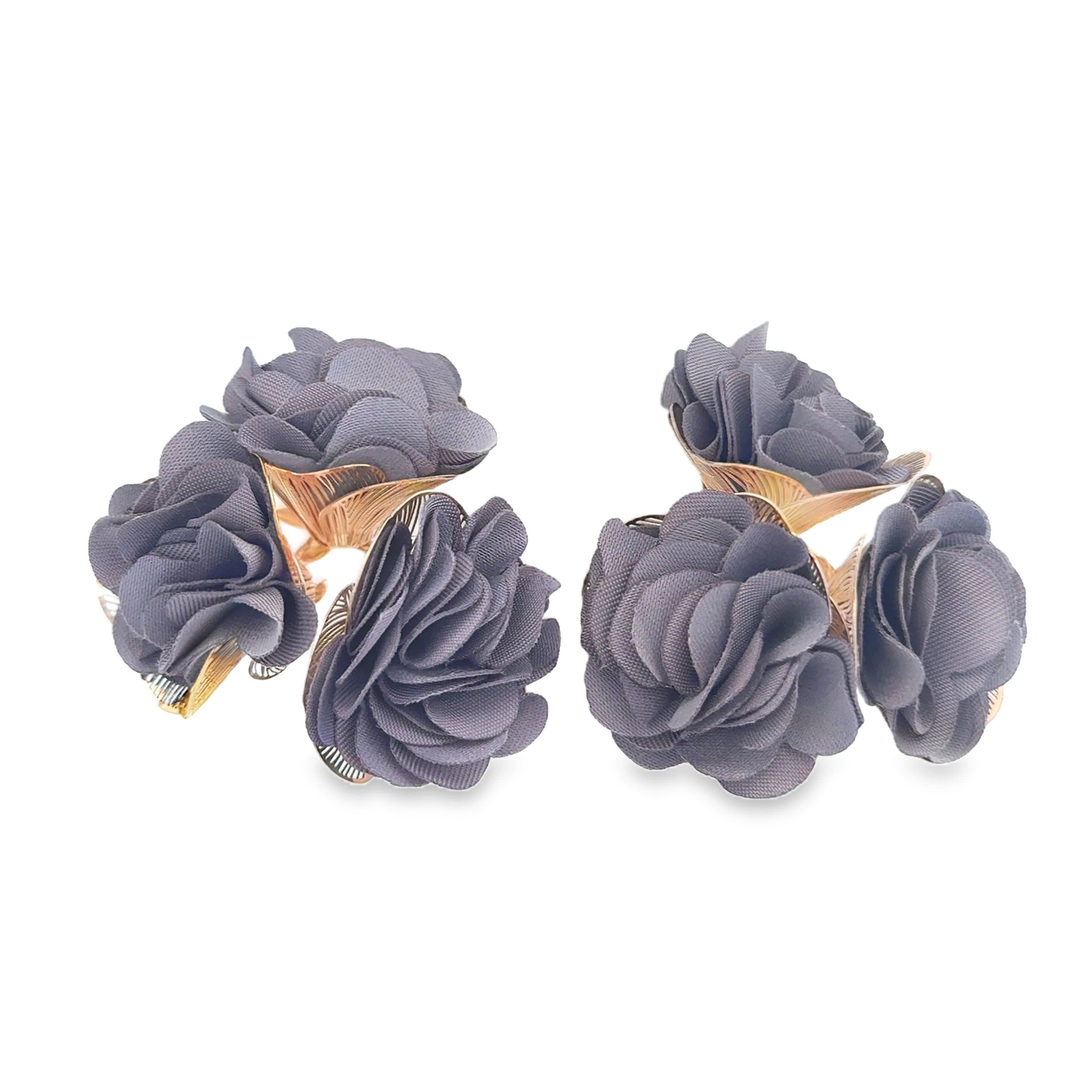 Zestaw bransoletek z materiału w kwiaty z akcentami w odcieniu żółtego złota