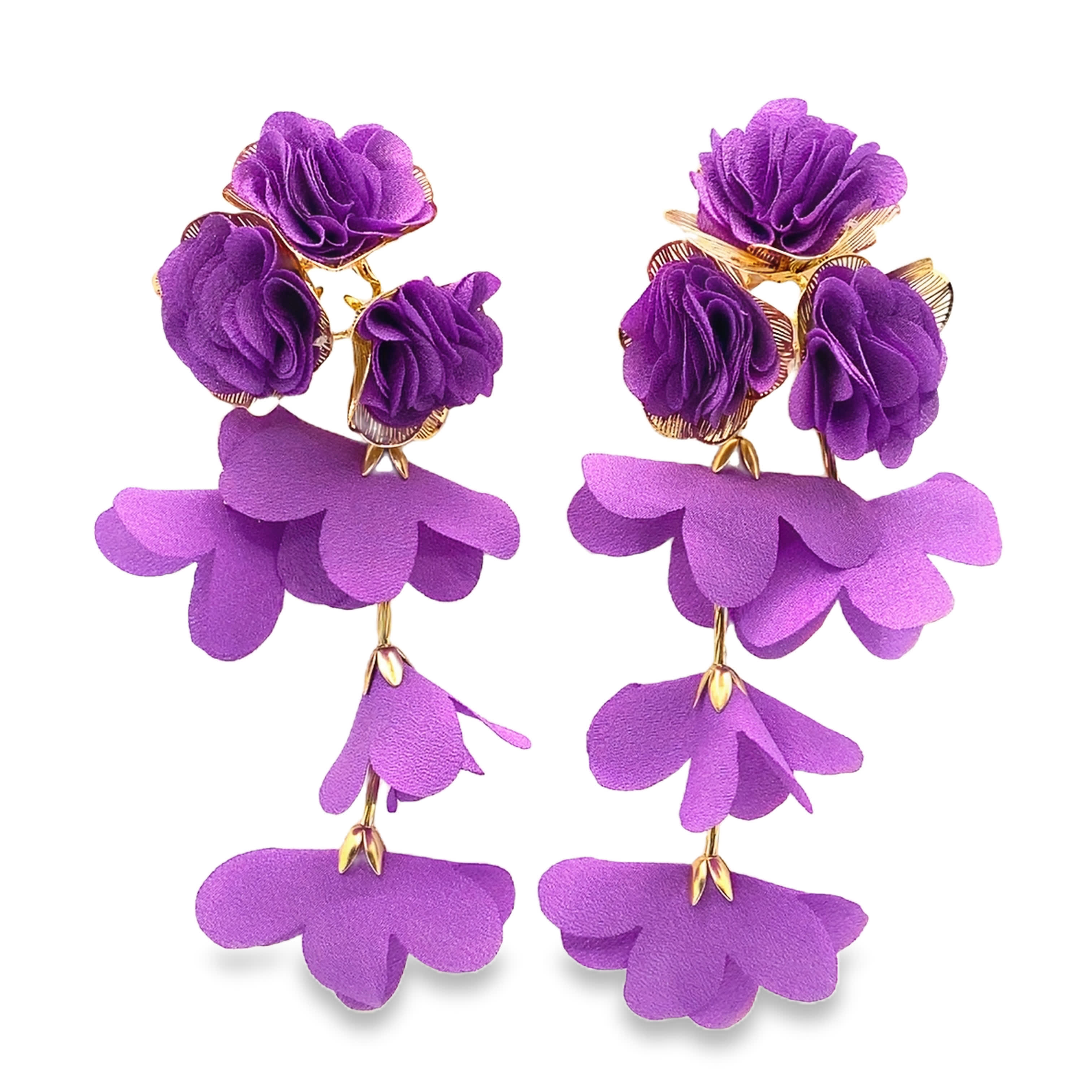 Kolczyki wiszące z żółtego złota z motywem kwiatowym