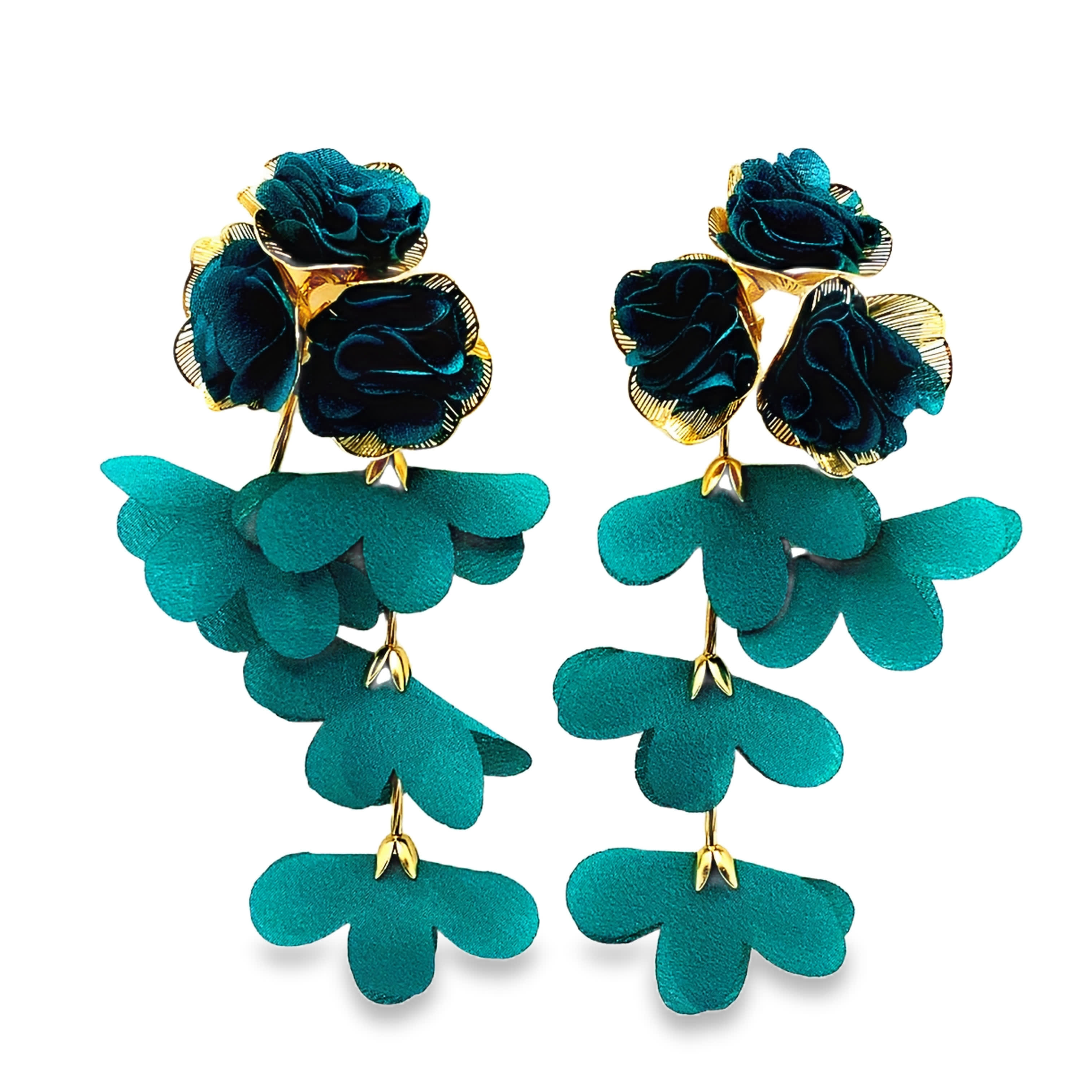 Eleganckie złote kolczyki z motywem kwiatowym