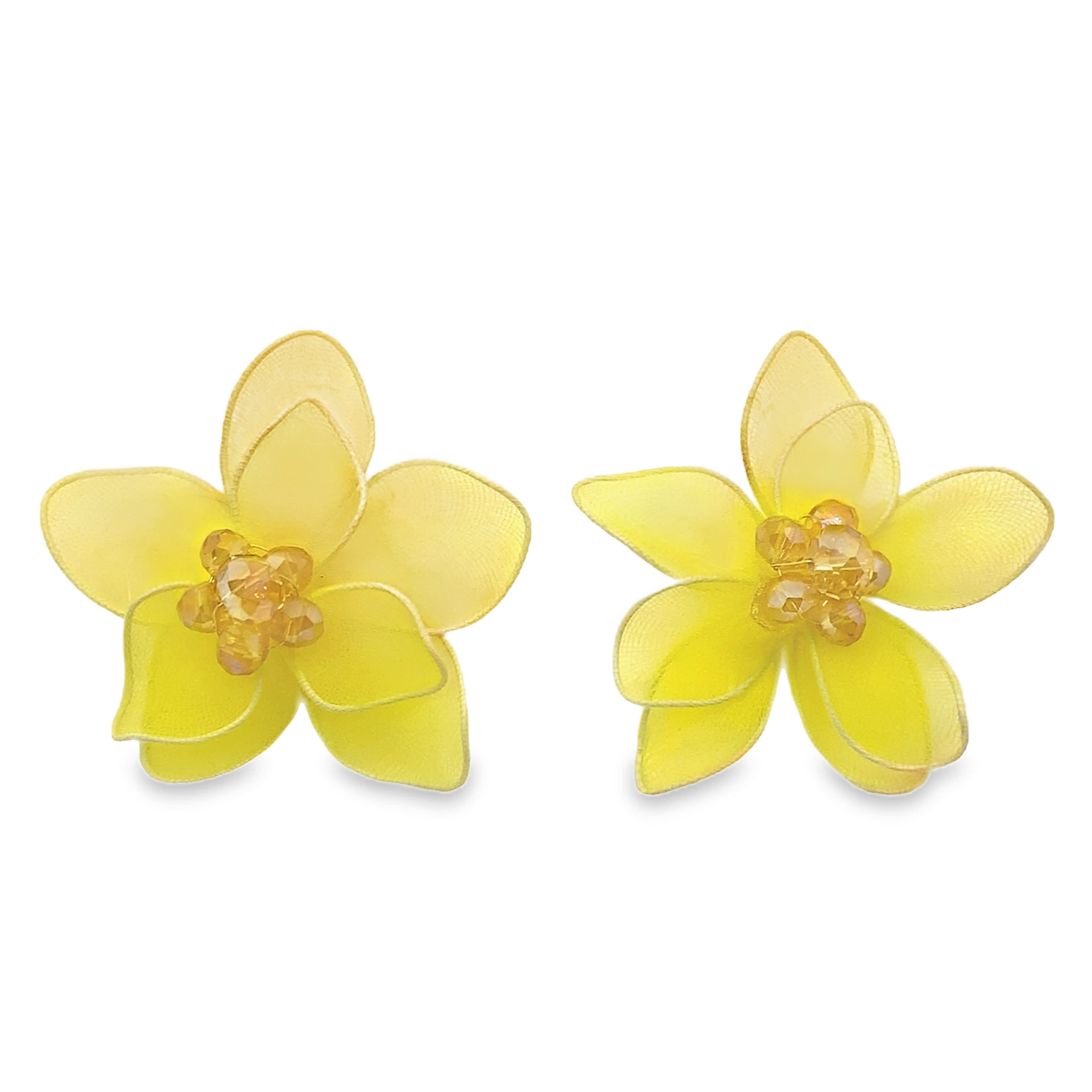 Kolczyki z żółtymi kryształkami i koralikami