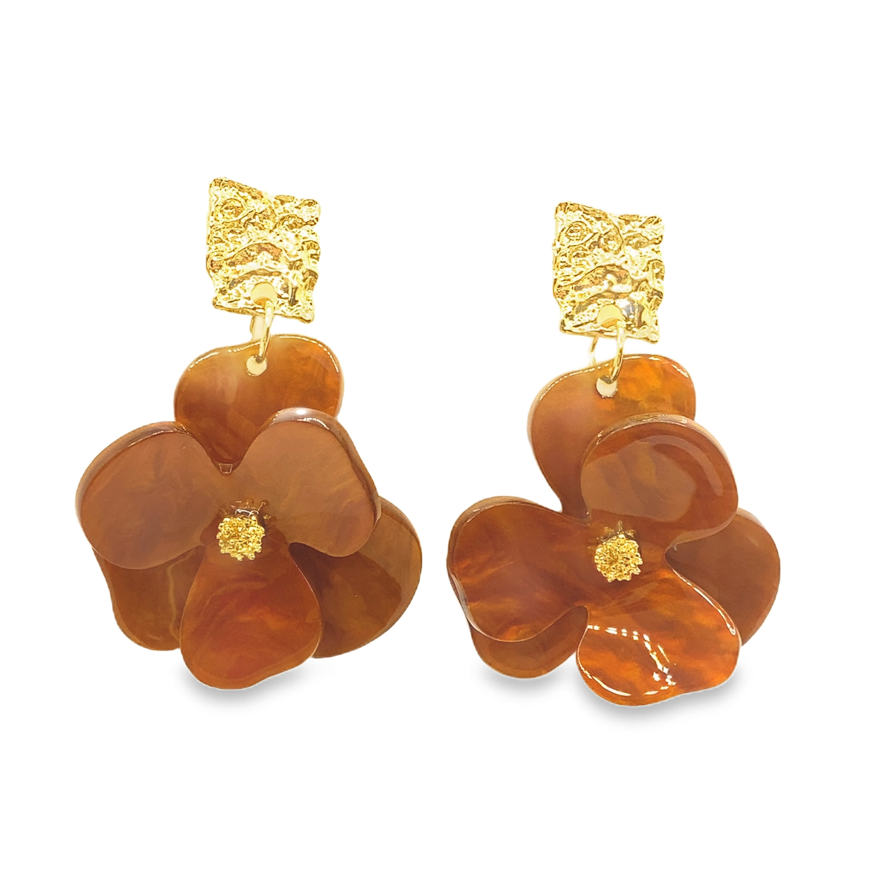 Kolczyki wiszące z żółtego złota z kaskadowym wzorem kwiatowym