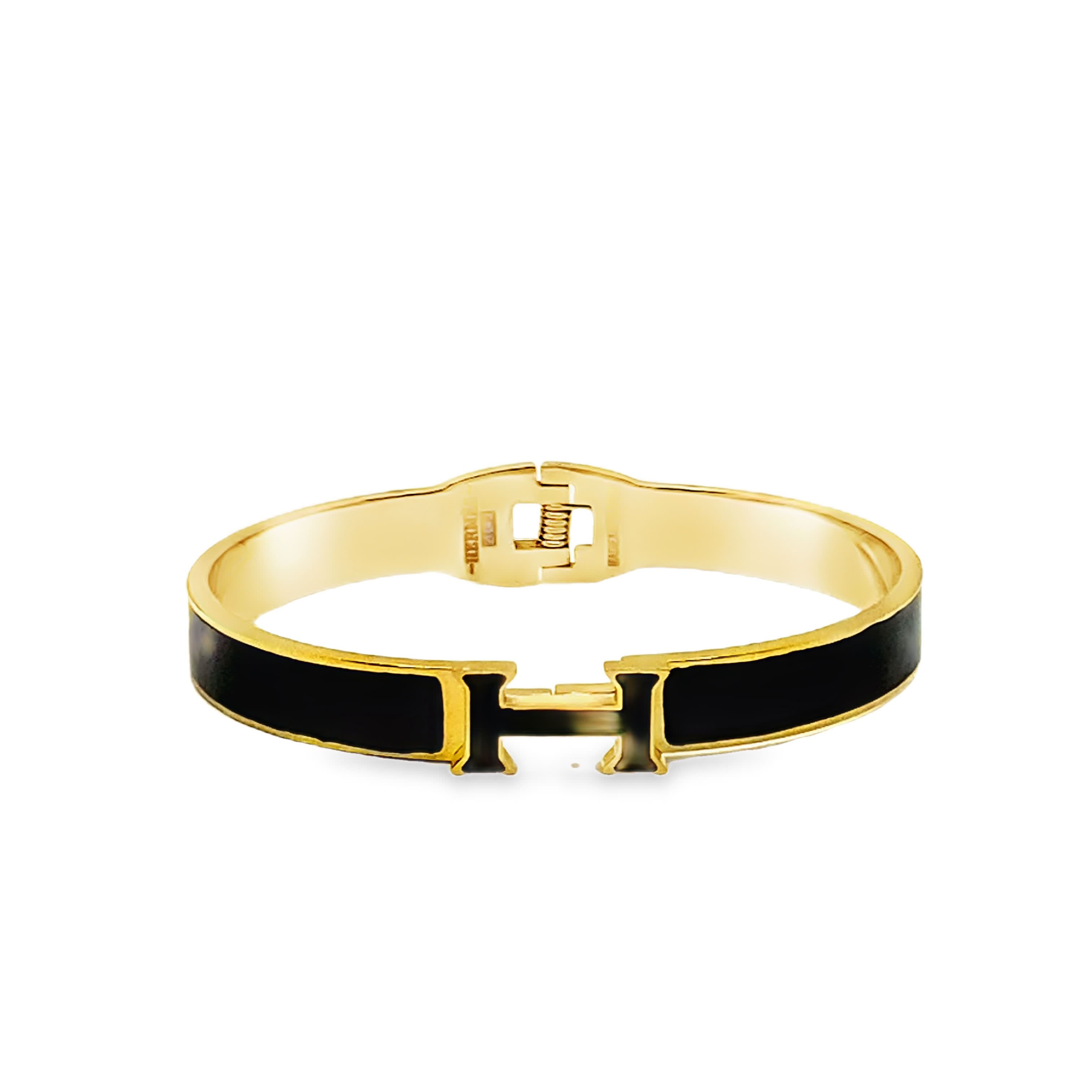 Bransoleta z żółtego złota z czarną emalią
