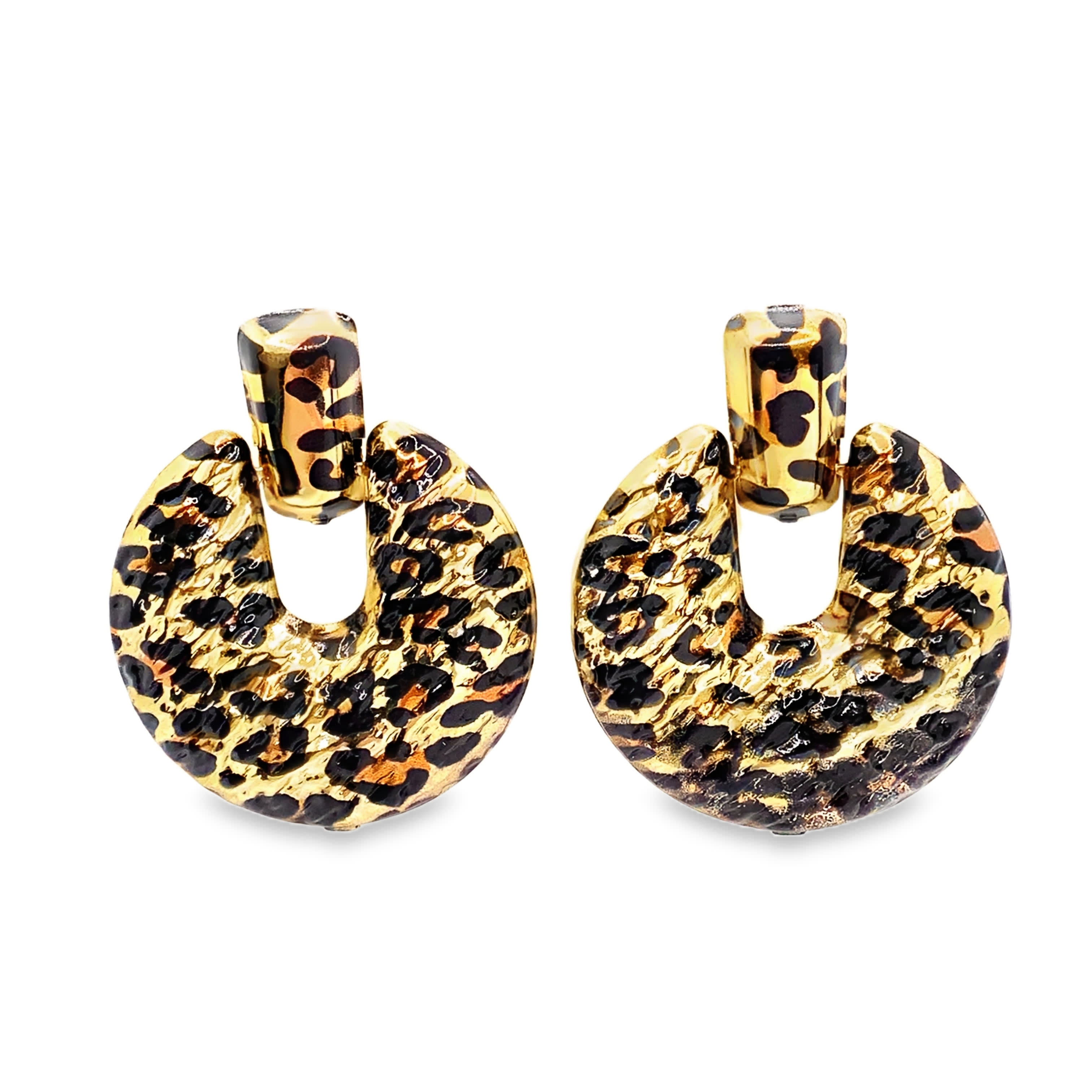 Wyraziste wiszące kolczyki z żółtego złota z wyjątkowym wzorem