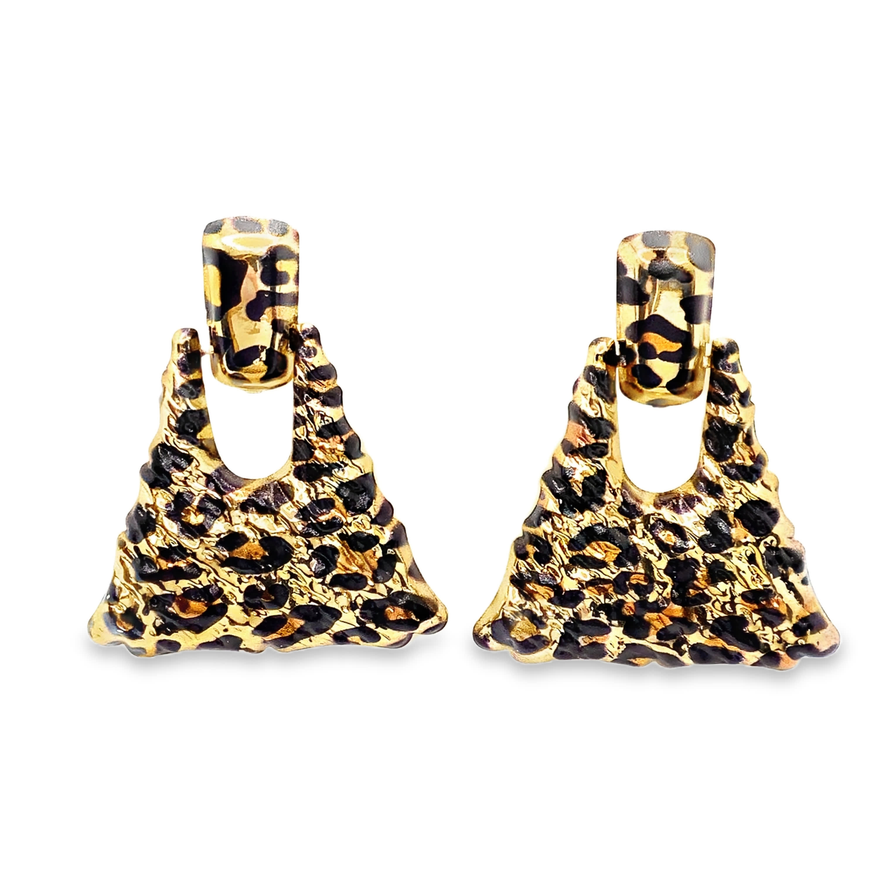 Wiszące kolczyki o geometrycznym kształcie w wykończeniu z żółtego złota