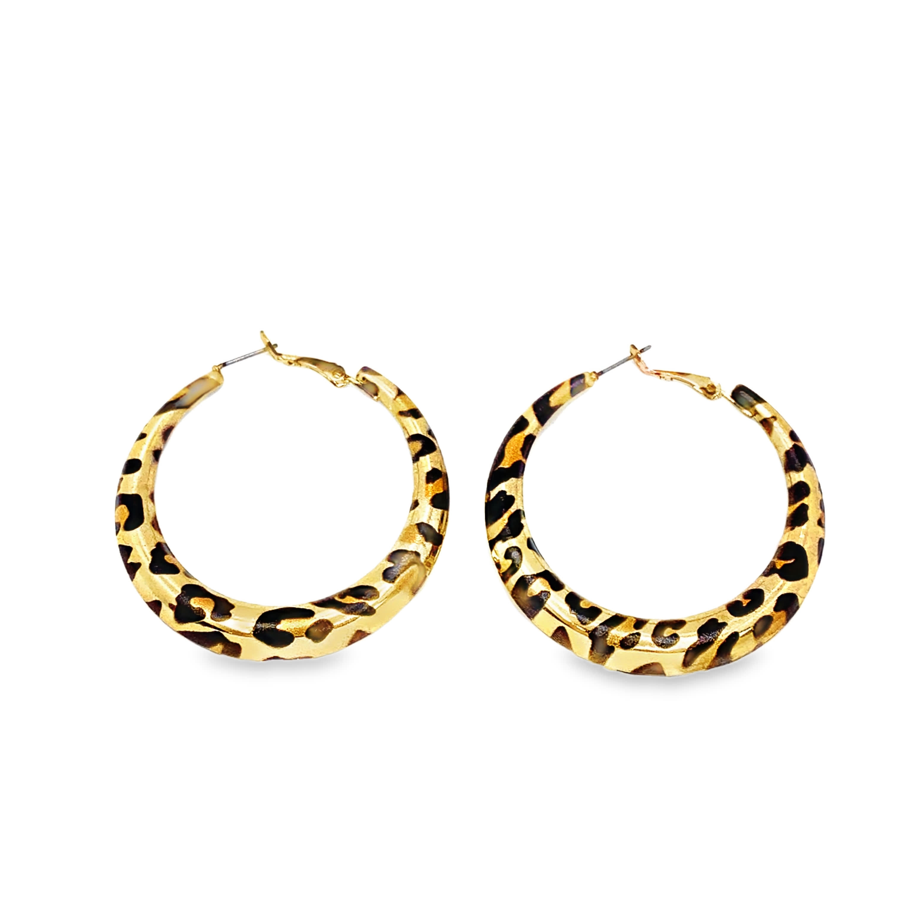 Kolczyki-koła z nadrukiem w panterkę w kolorze żółtego złota