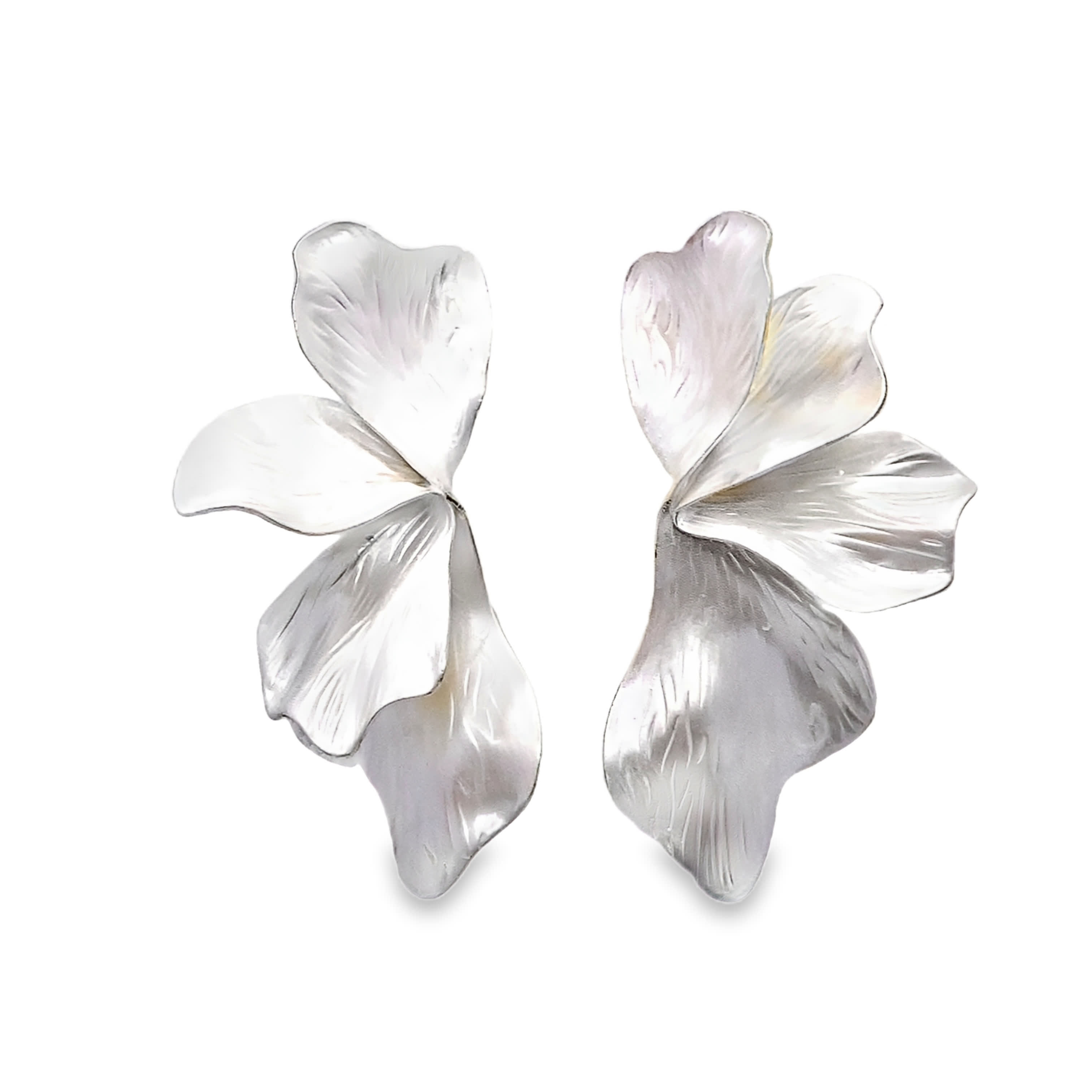 Posrebrzane Kolczyki Wiszące Kwiatowe