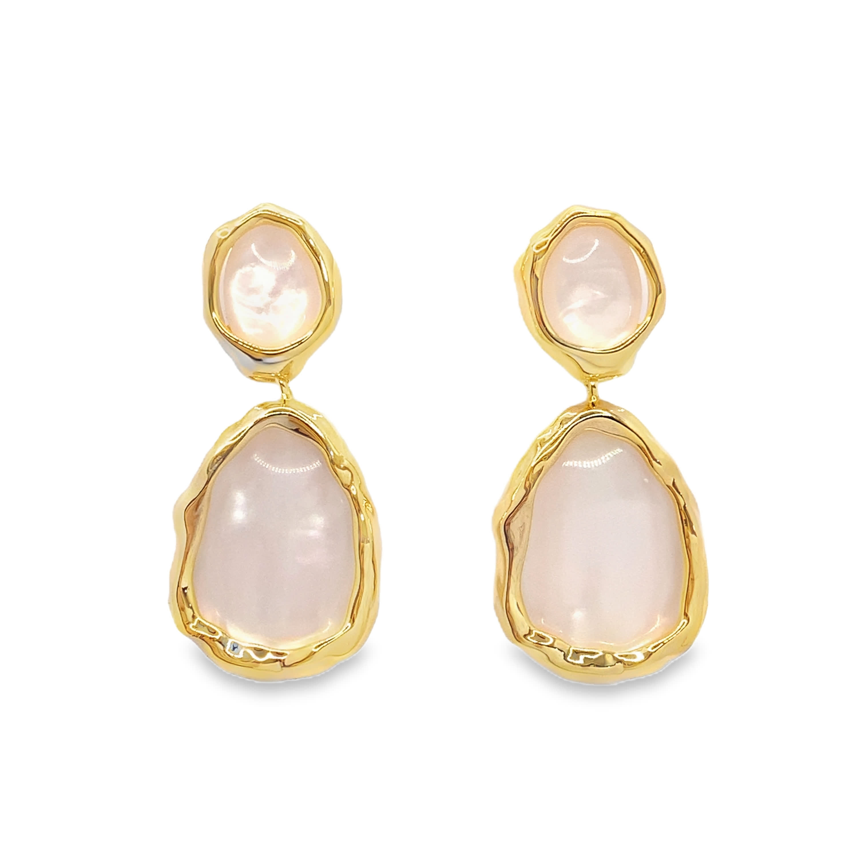 Kolczyki Wiszące z Owalnymi Kamieniami Kwarcu Kaboszon