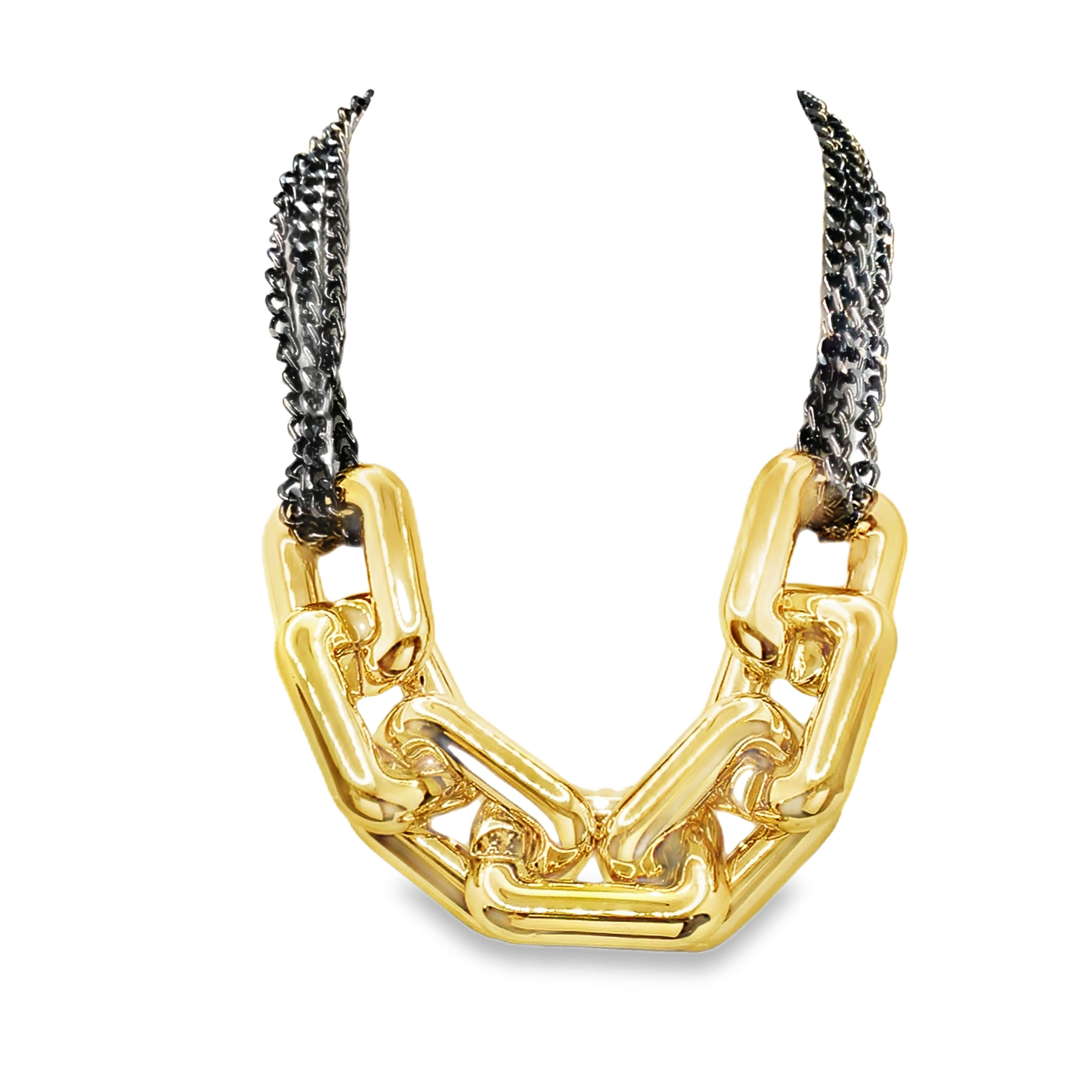 Naszyjnik z grubego, dwukolorowego łańcuszka z ogniwami