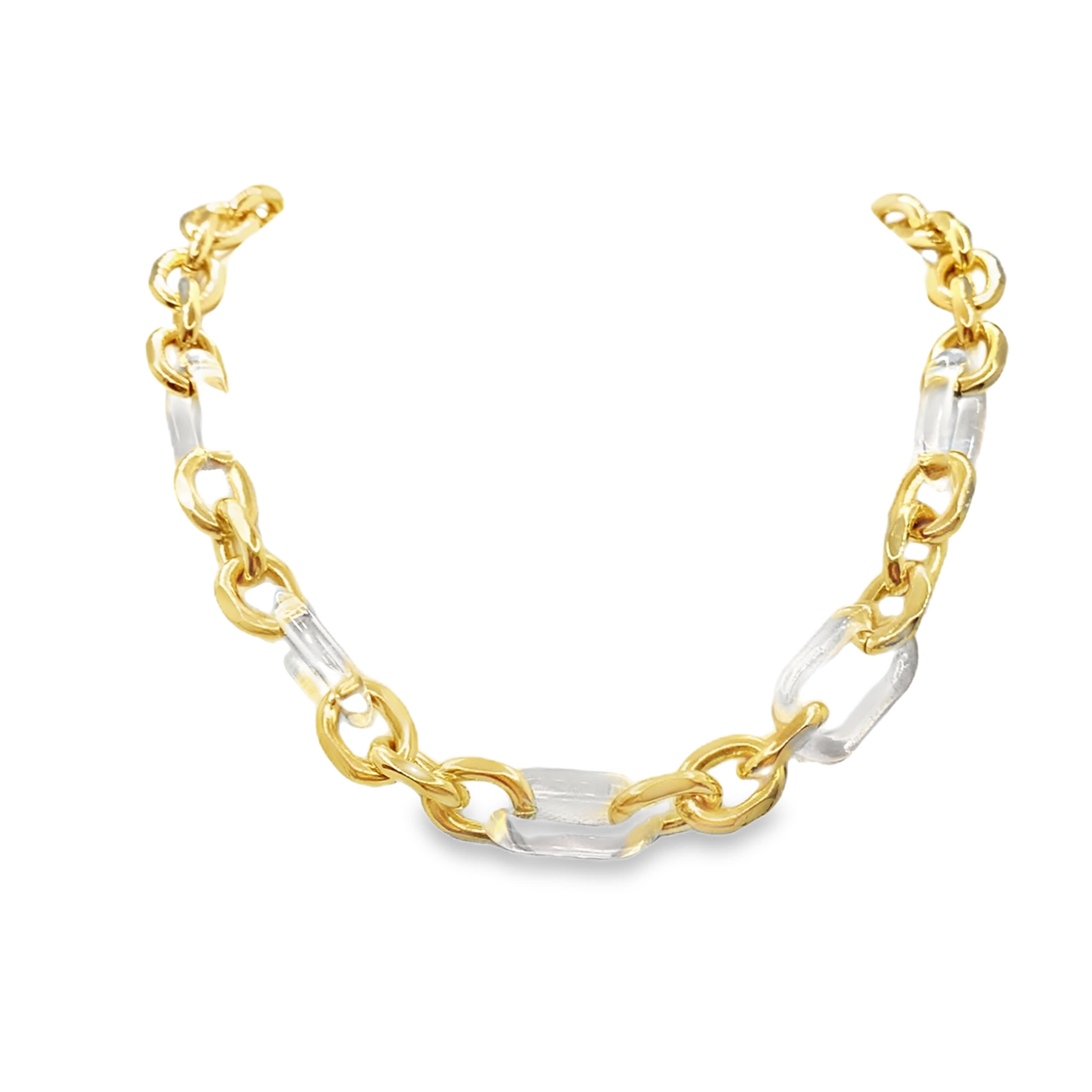 Nowoczesny naszyjnik z żółtego złota z okrągłymi kryształkami