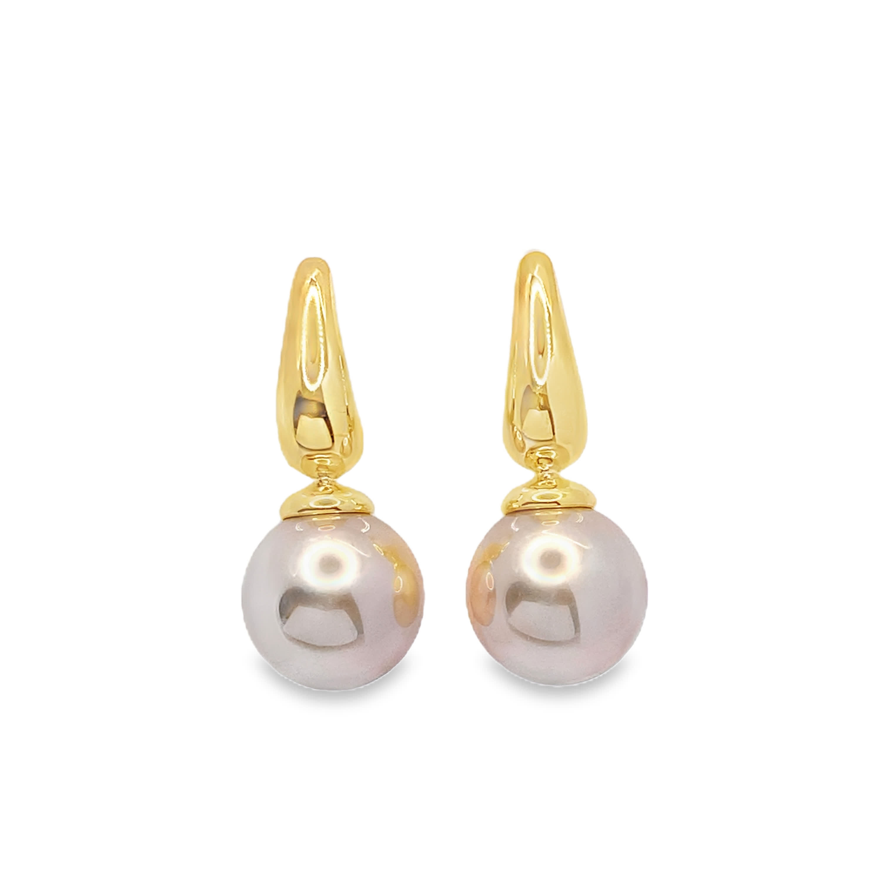 Kolczyki z żółtego złota z okrągłą perłą