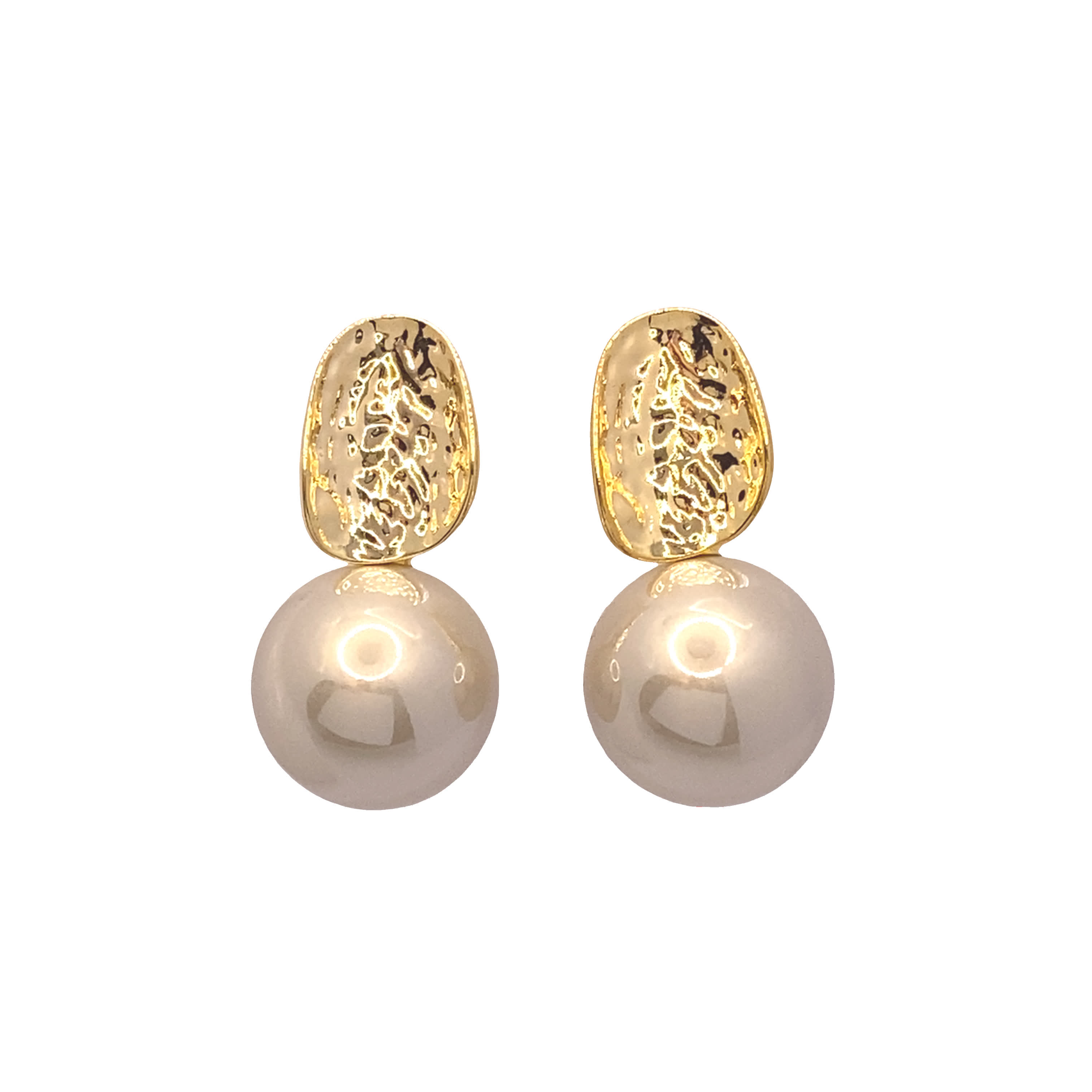 Kolczyki z żółtego złota z okrągłymi perłowymi akcentami