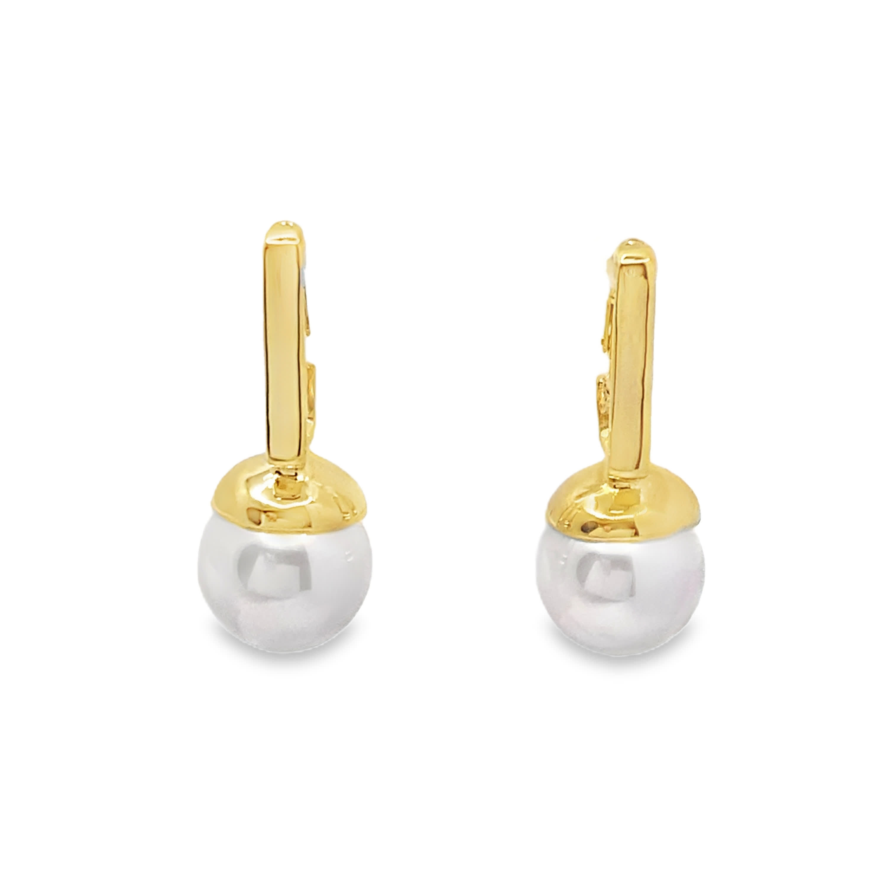 Kolczyki z żółtego złota z okrągłą perłą