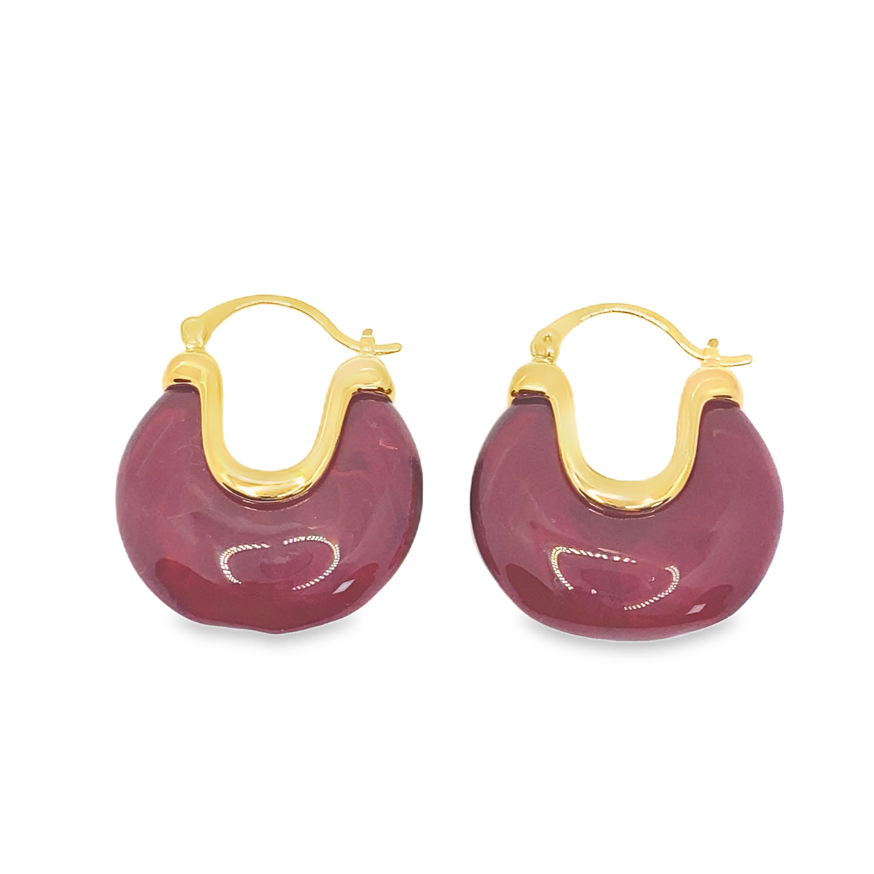 Kolczyki koła z żółtego złota z agatem kaboszonowym