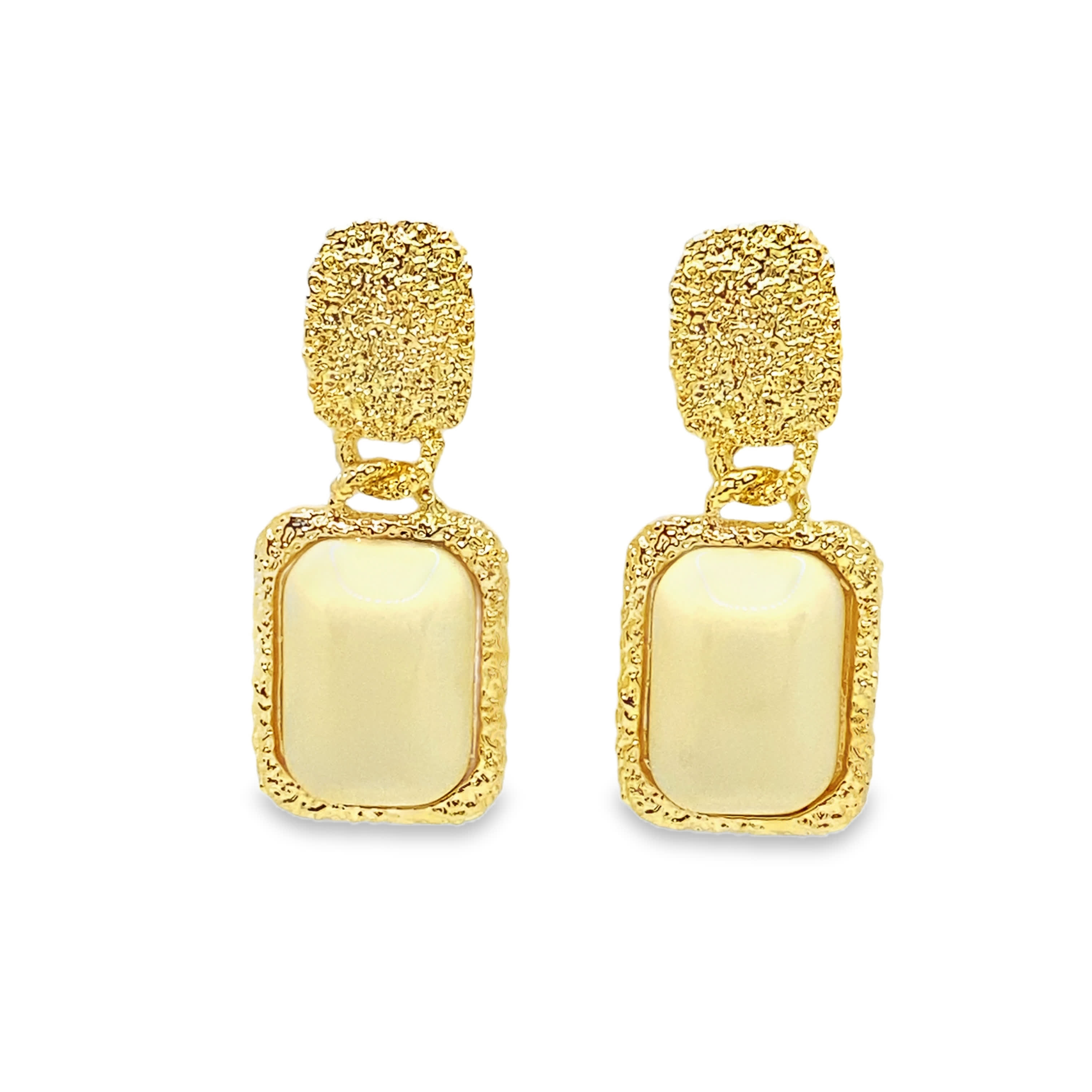 Teksturowane kolczyki z żółtego złota