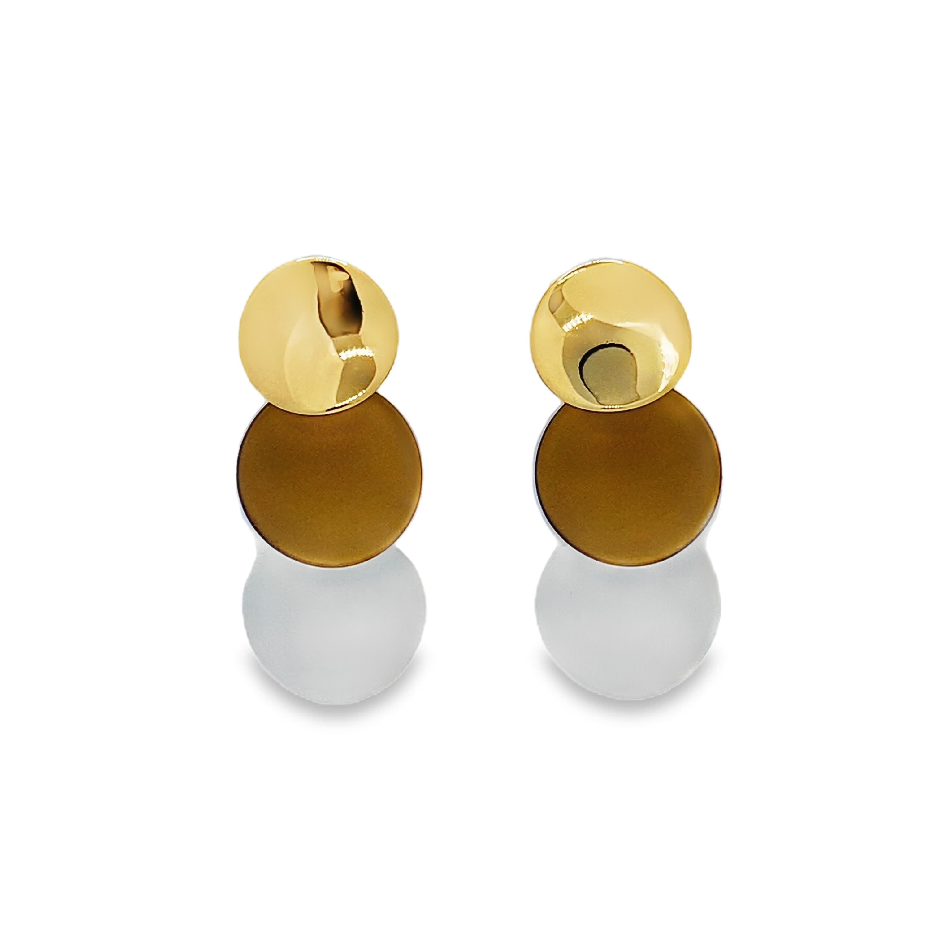 Nowoczesne kolczyki z żółtego złota w kształcie koła