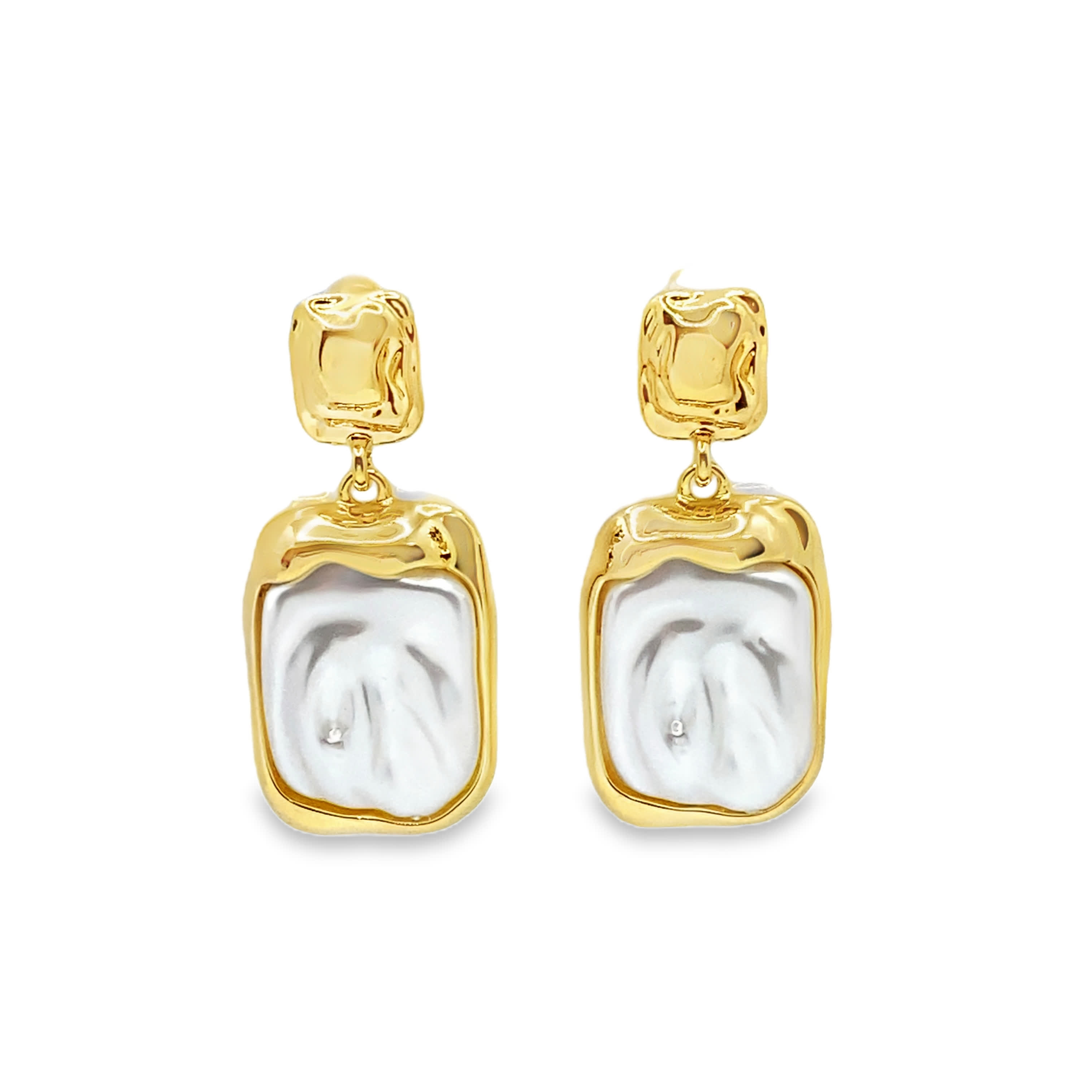 Kolczyki wiszące z żółtego złota z perłami barokowymi