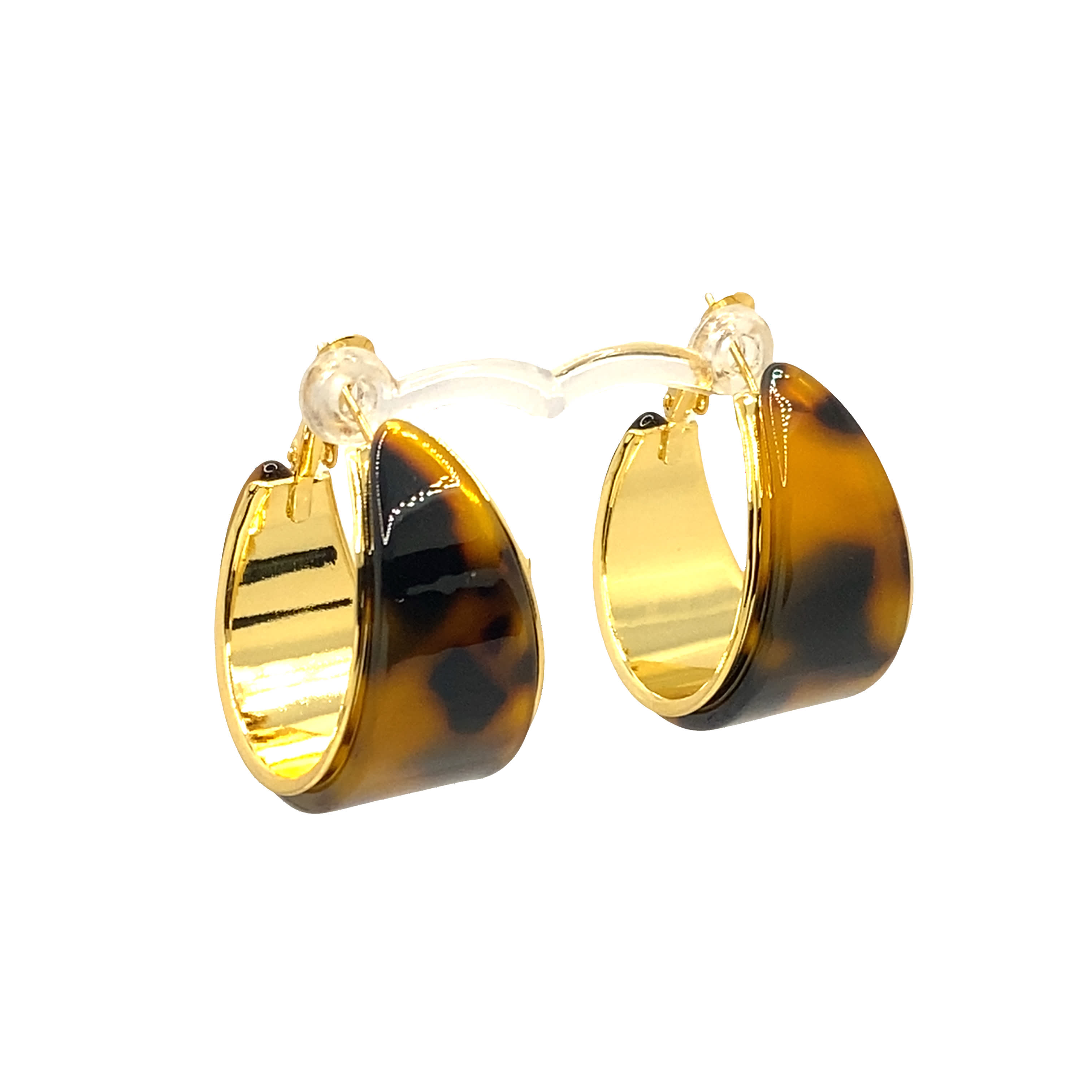 Kolczyki-koła z żółwiej skorupy w żółtym złocie