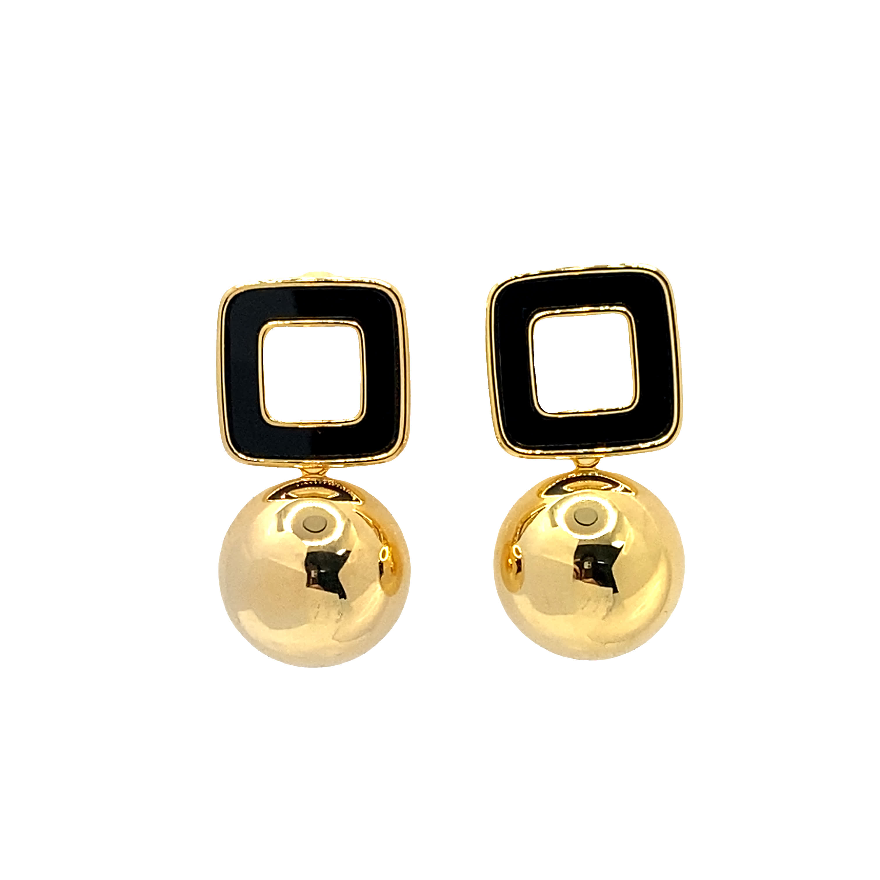 Eleganckie wiszące kolczyki z żółtego złota z geometrycznymi akcentami