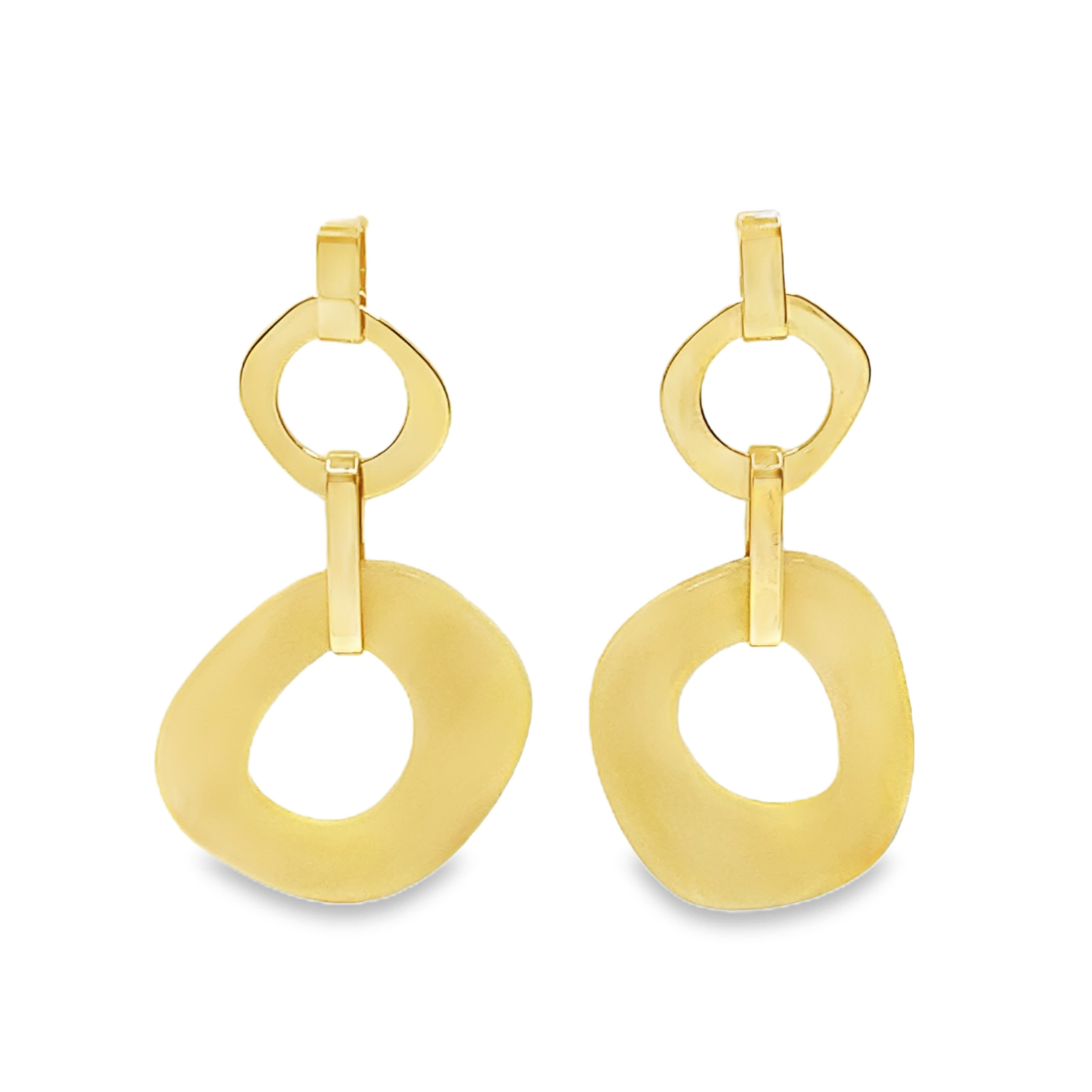 Współczesne wiszące kolczyki z żółtego złota