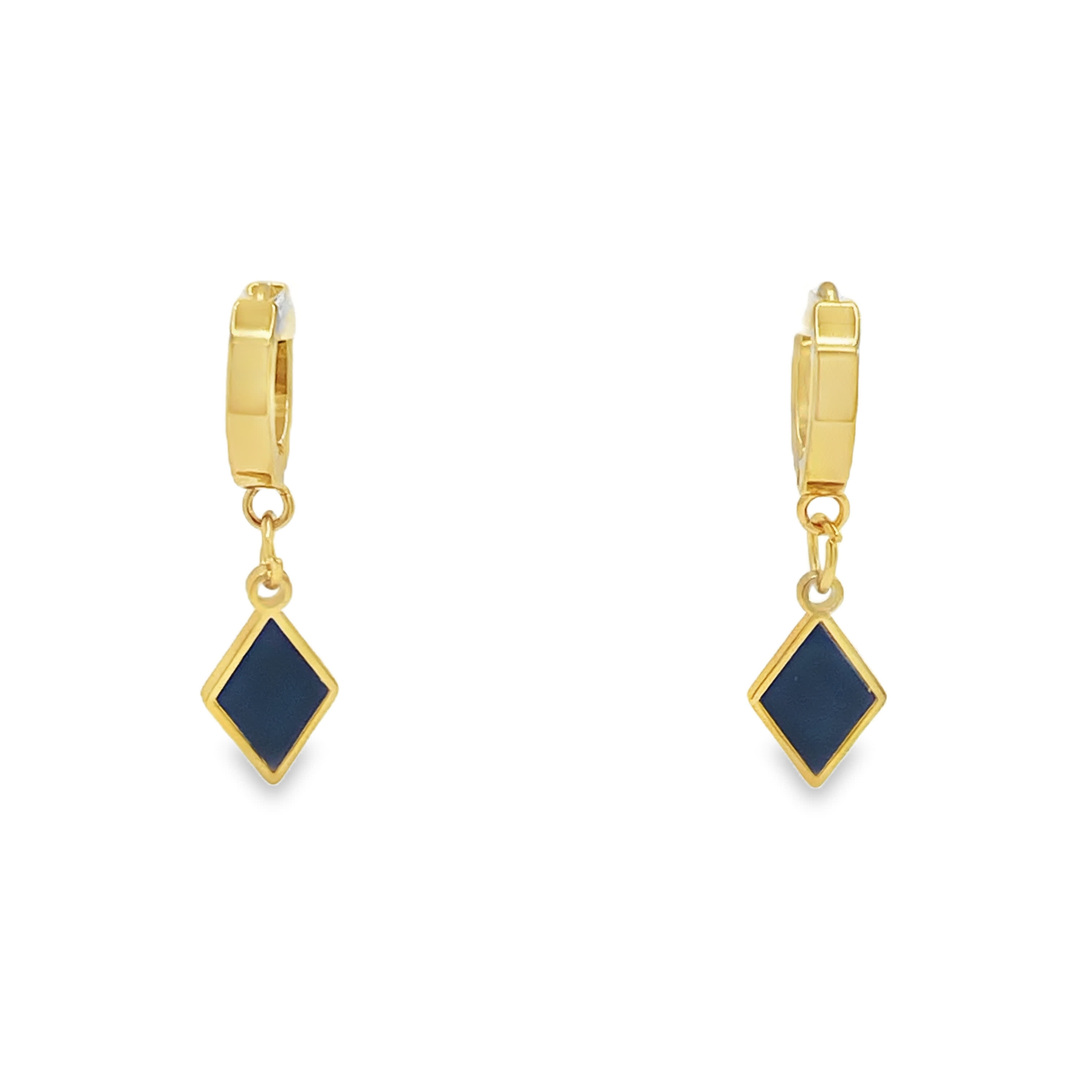 Kolczyki-koła z żółtego złota w kształcie diamentu