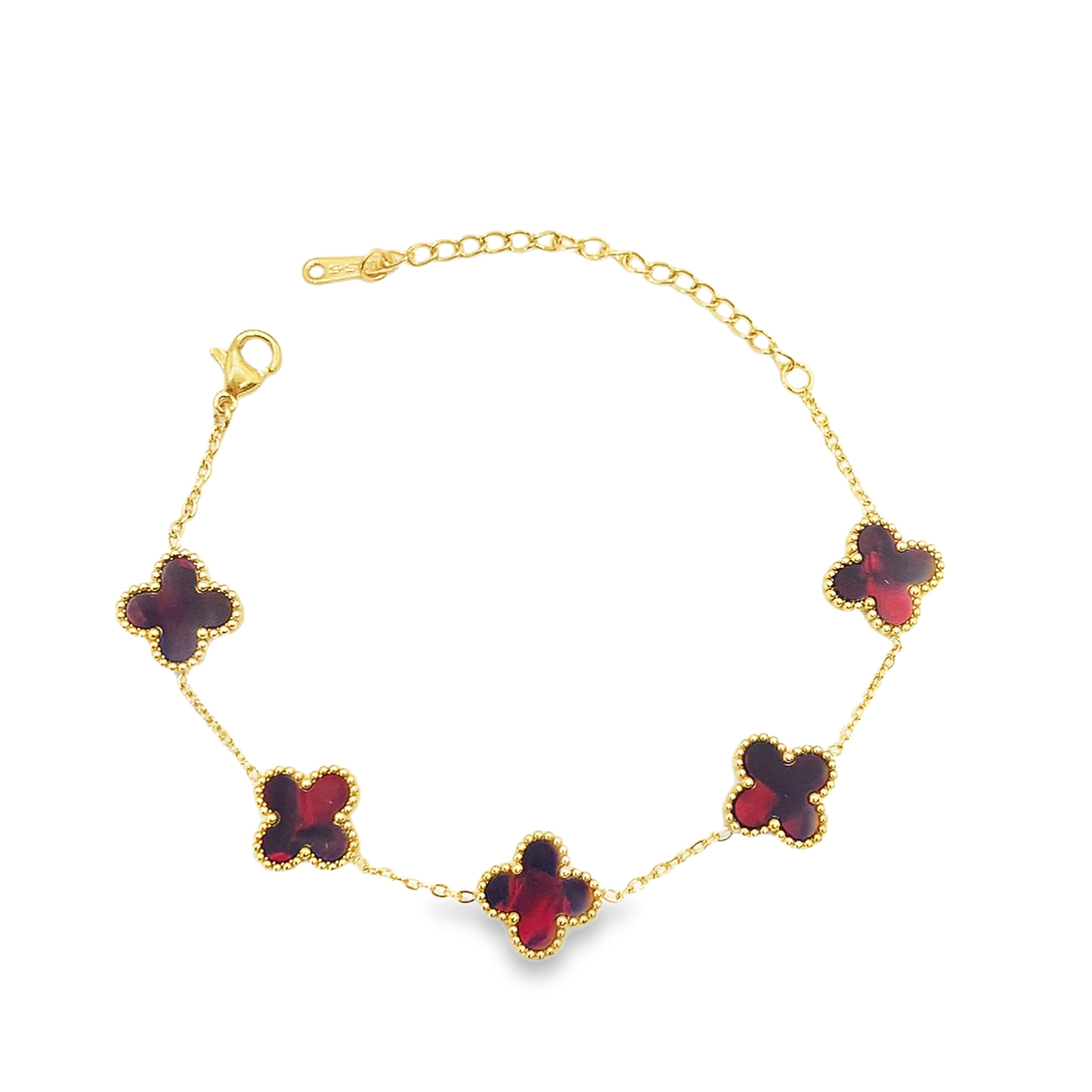 Bransoletka z żółtego złota z okrągłymi akcentami z czerwonego agatu