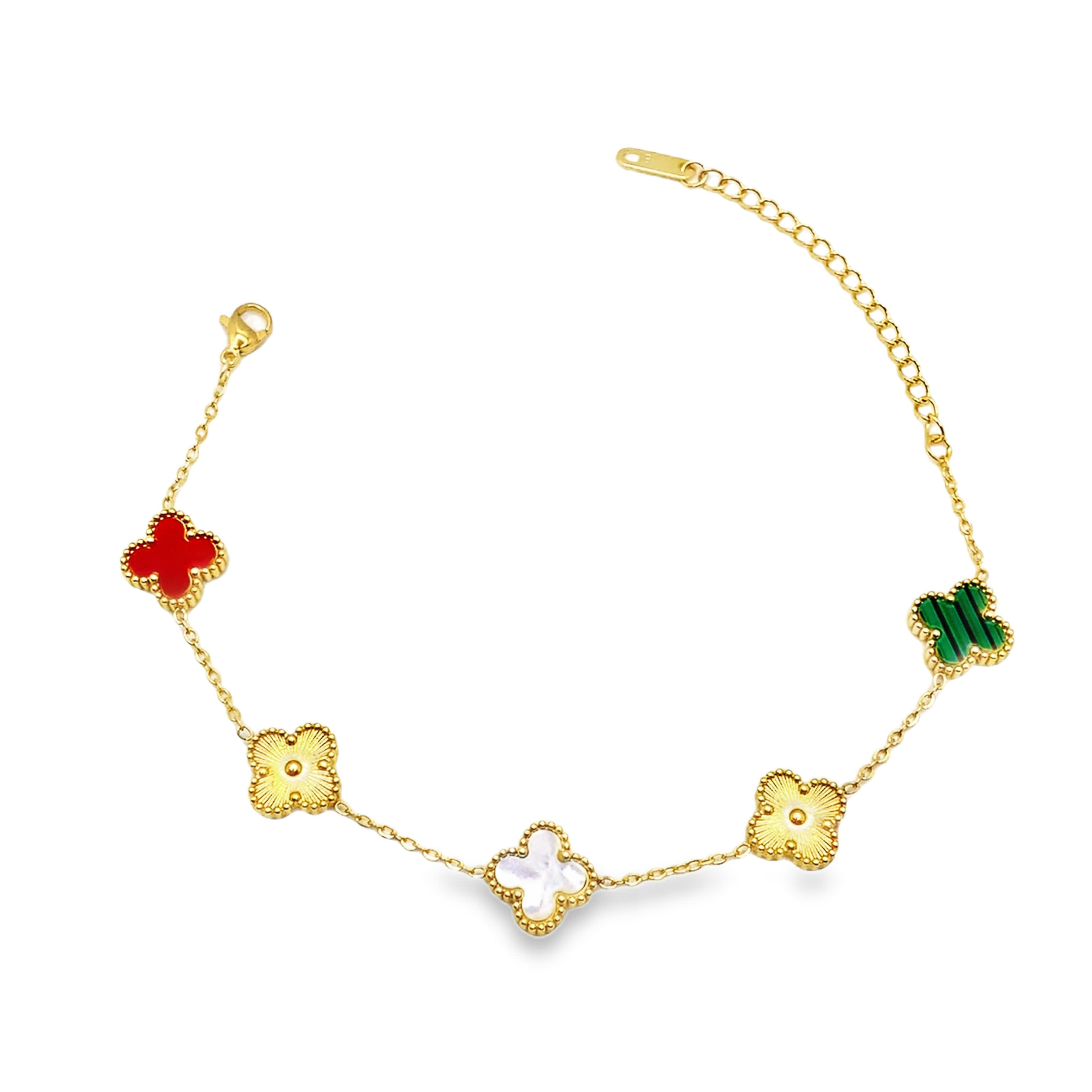 Elegancka bransoletka z żółtego złota z zawieszkami z malachitu