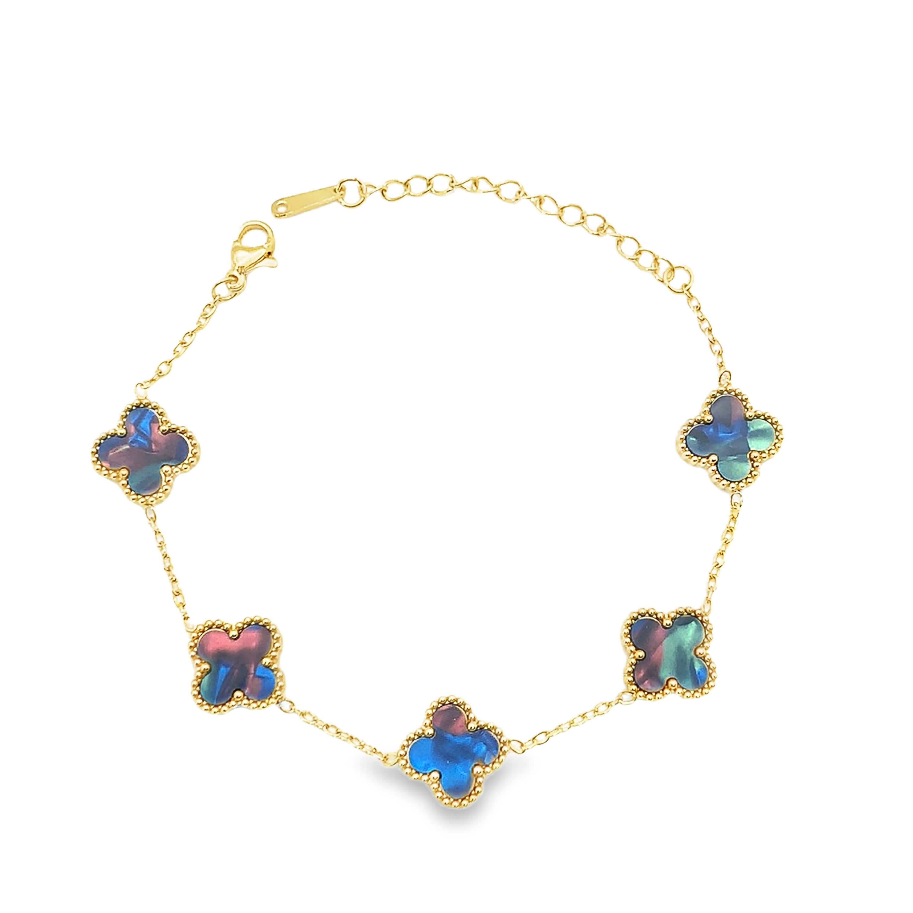 Bransoletka z łańcuszkiem z żółtego złota z motywem kwiatowym