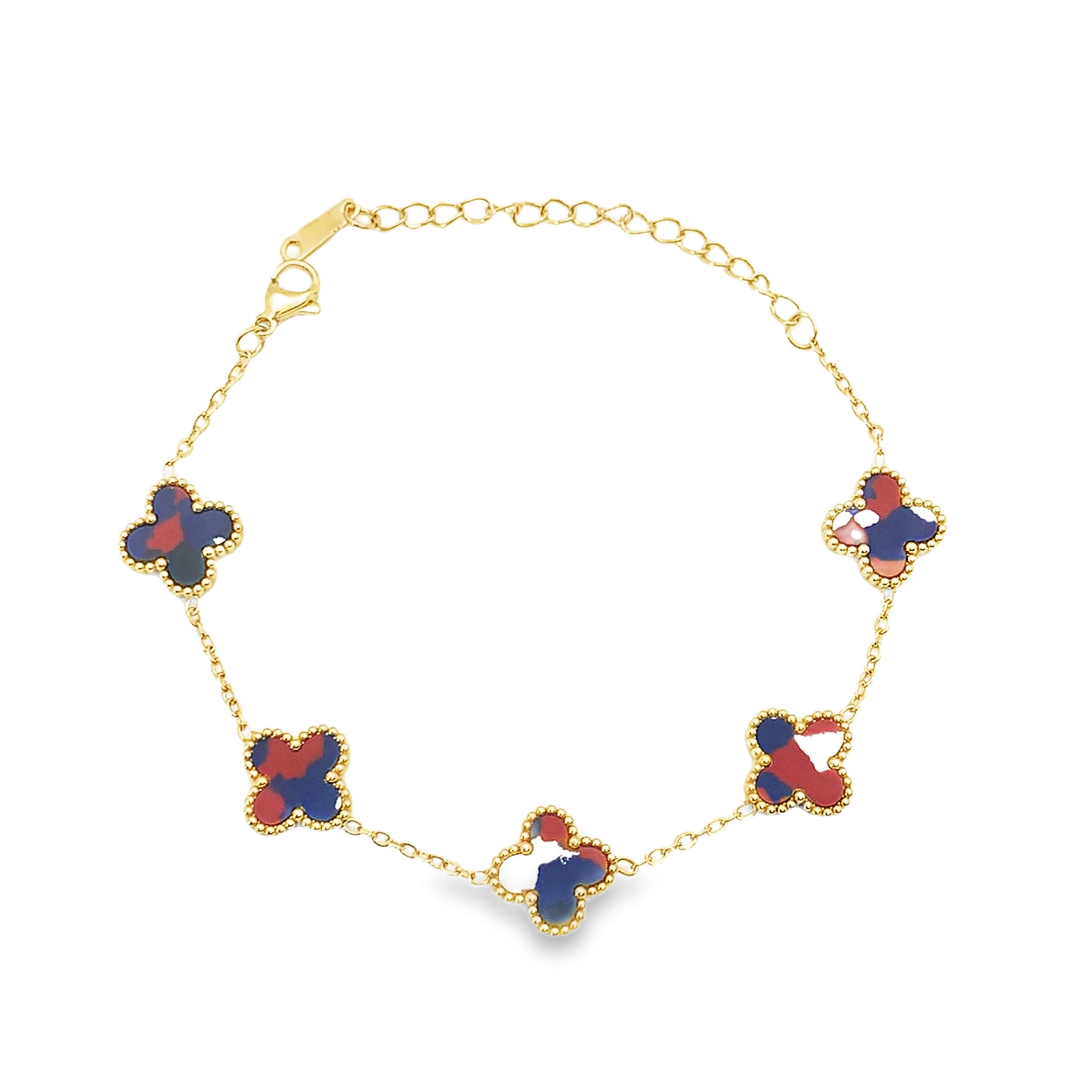 Bransoletka z łańcuszkiem z żółtego złota z motywem czterolistnej koniczyny