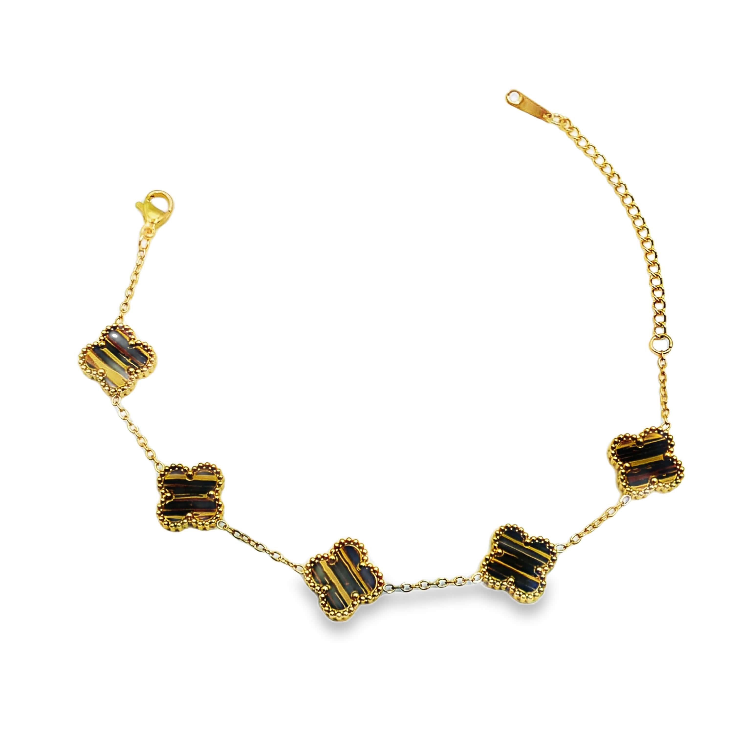 Bransoletka z łańcuszkiem z żółtego złota z motywem koniczyny