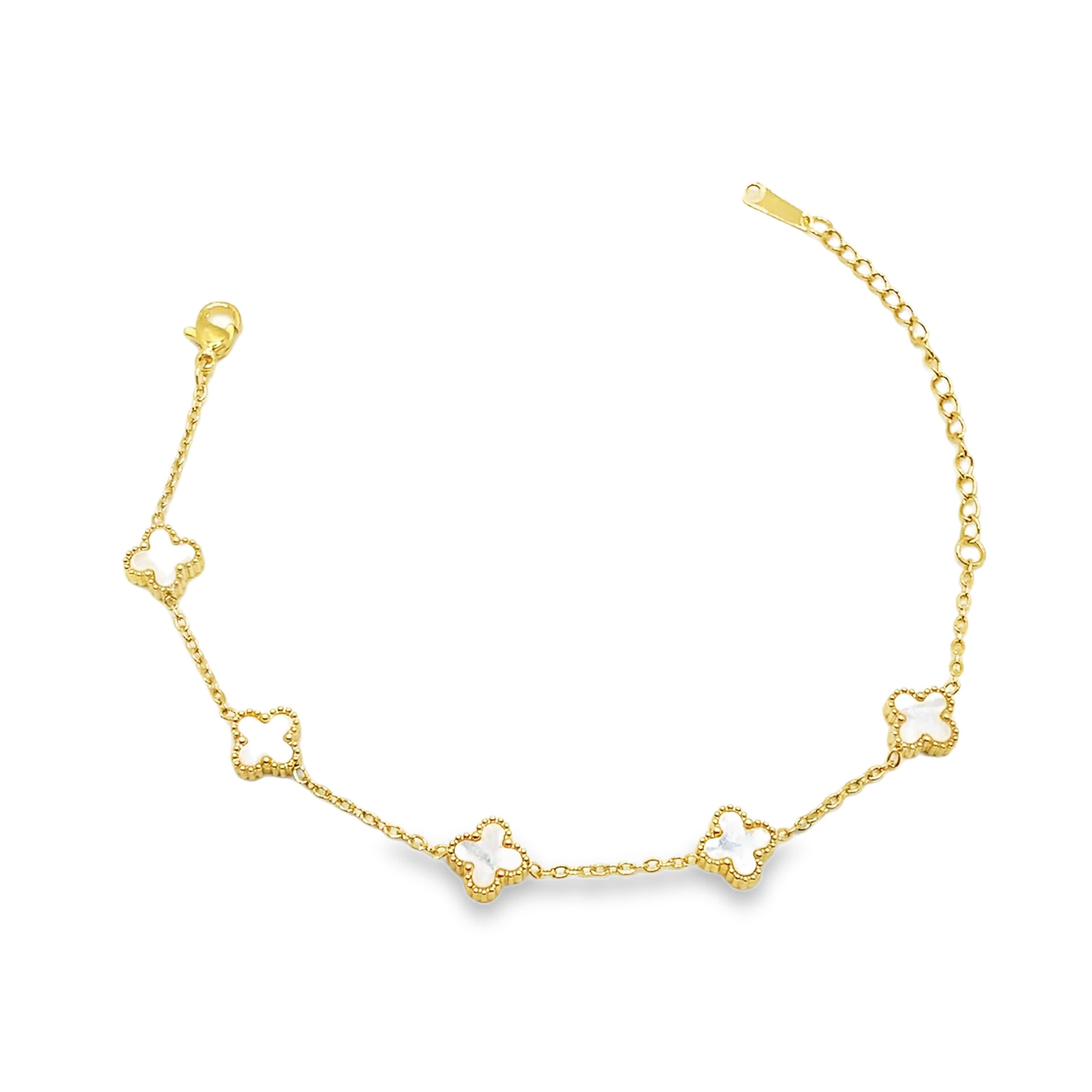 Elegancka bransoletka łańcuszkowa z motywem koniczyny z żółtego złota